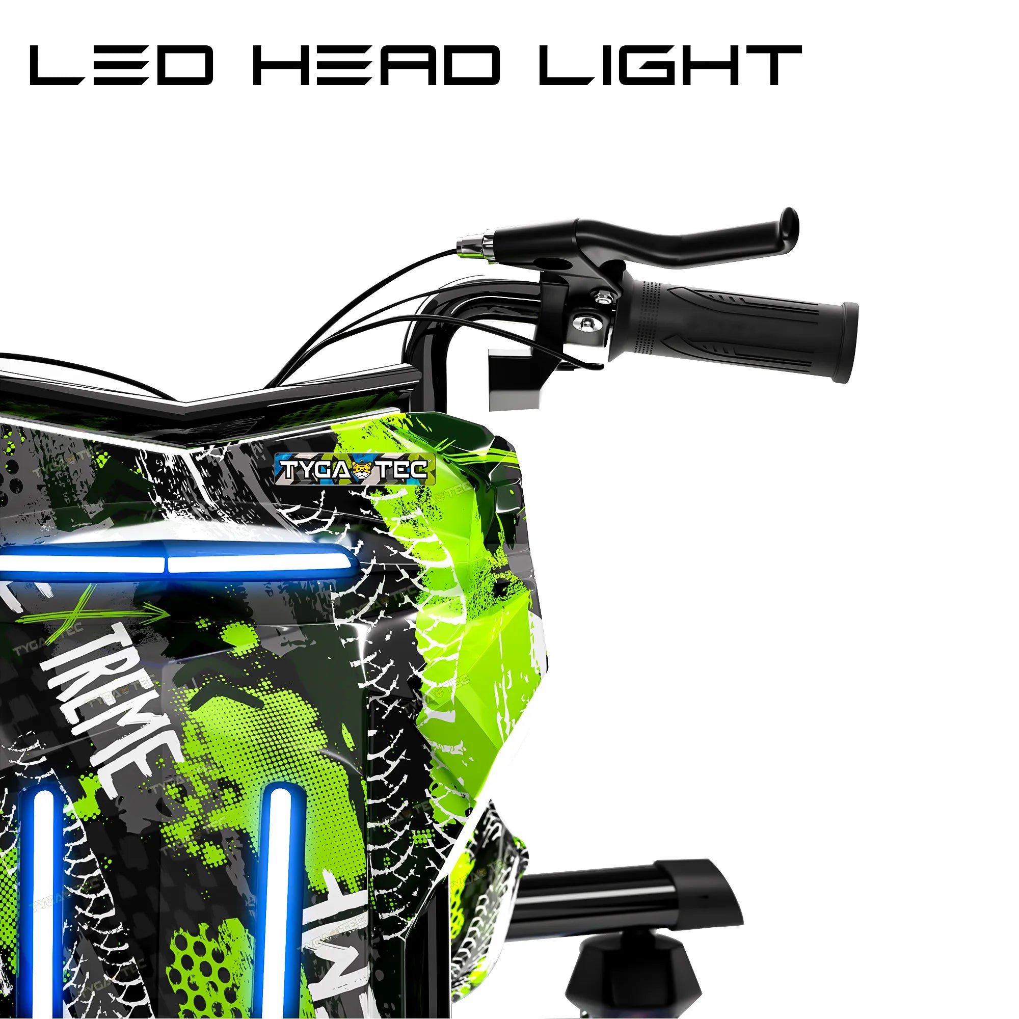 ( PRE-BOOK)- TYGATEC T9 3 WHEEL ELECTRIC 360 DRIFTER FOR KIDS AND ADULTS WITH LED LIGHT AND BLUETOOTH (Extreme Green color)