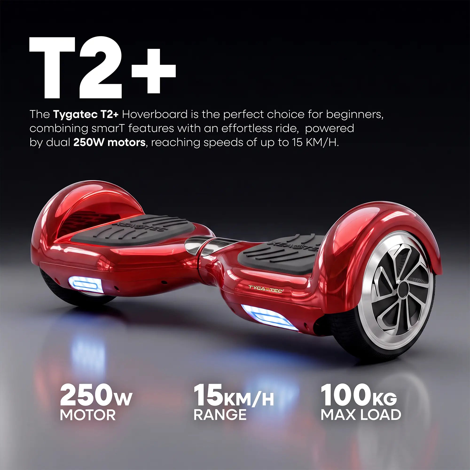 TYGATEC T2 + Auto Balancing Hoverboard App Connectivity - Red