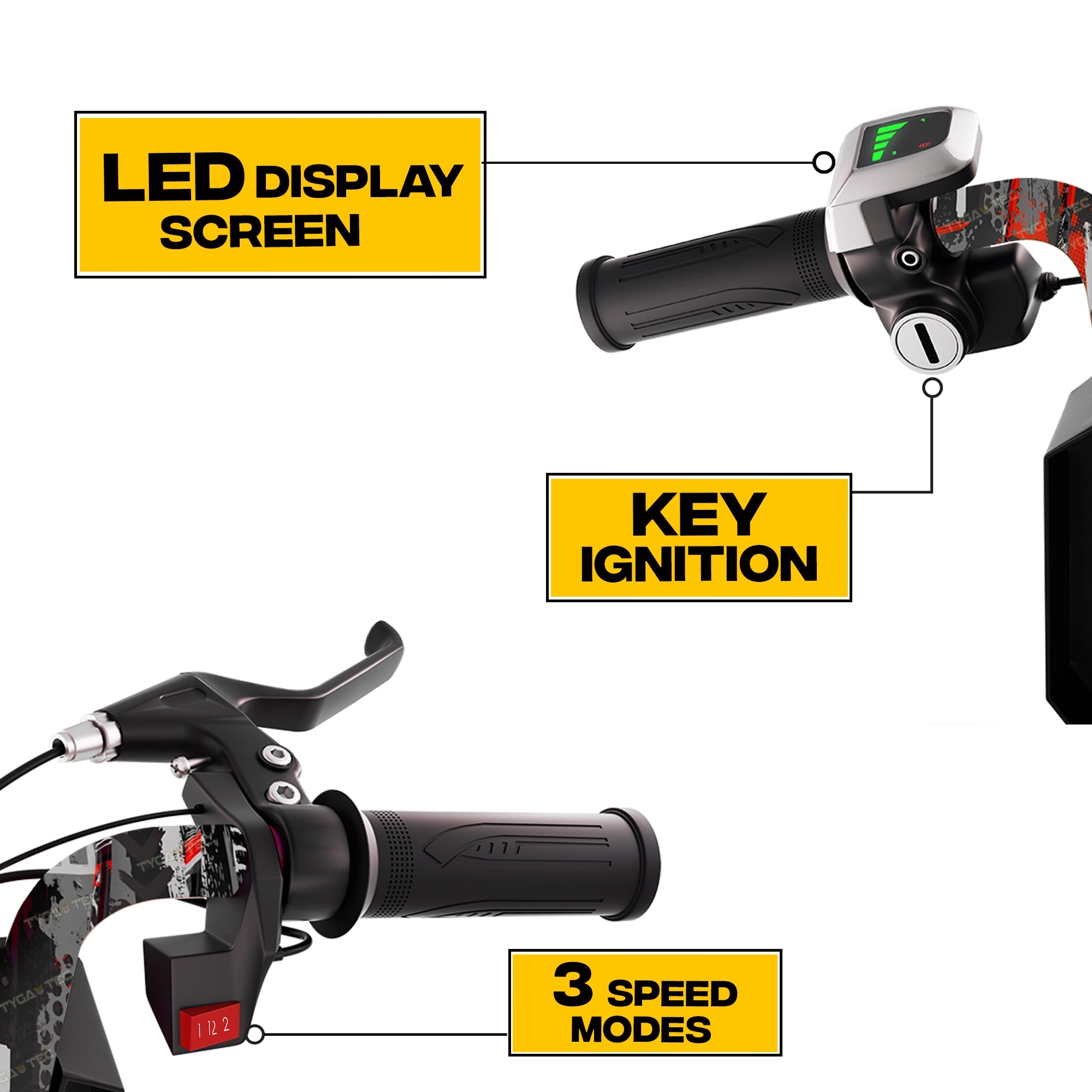 TYGATEC T9 3 WHEEL ELECTRIC 360 DRIFT SCOOTER FOR KIDS AND ADULTS WITH LED LIGHT AND BLUETOOTH (Extreme Red color)