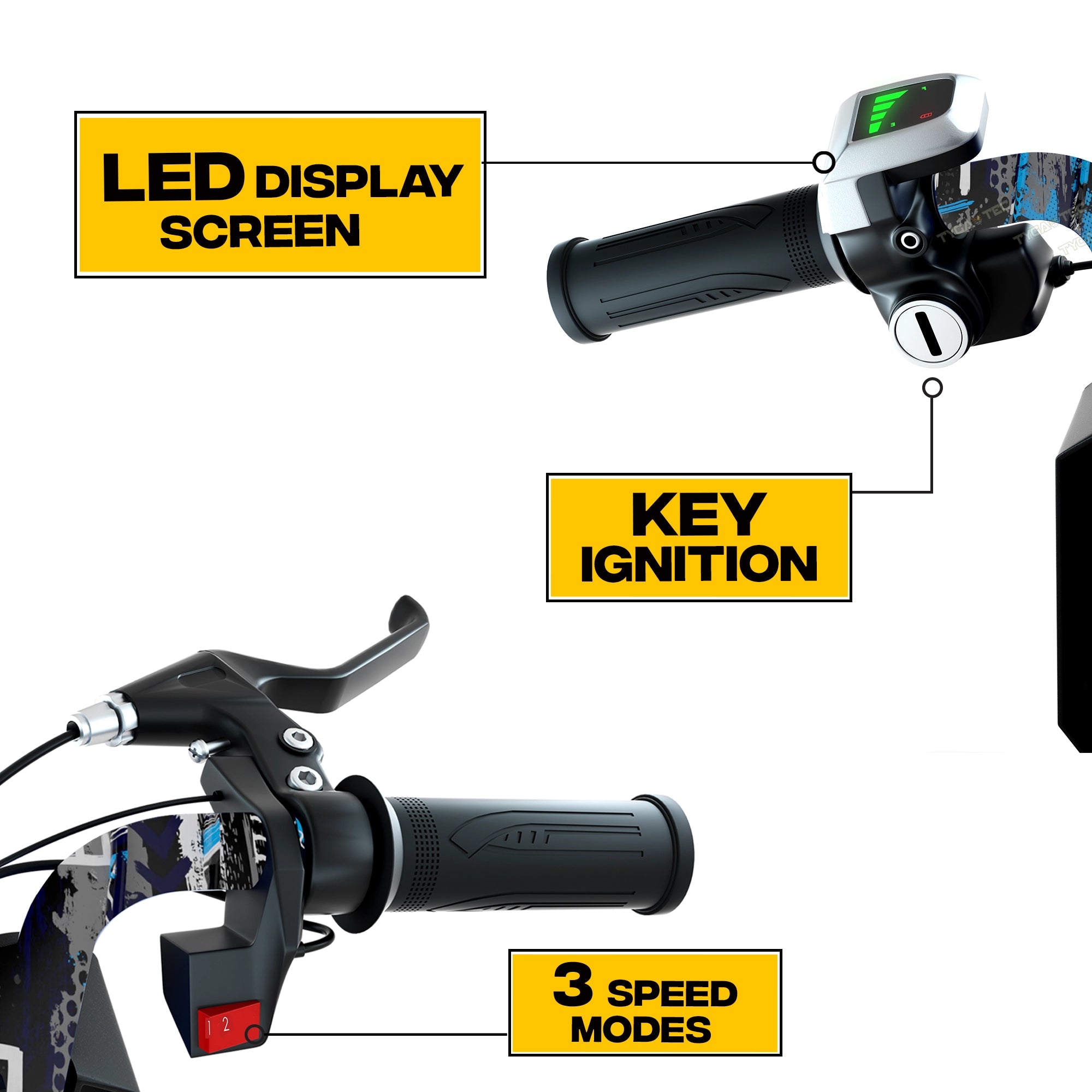 TYGATEC T9 3 WHEEL ELECTRIC 360 DRIFT SCOOTER FOR KIDS AND ADULTS WITH LED LIGHT AND BLUETOOTH (Extreme Blue color)