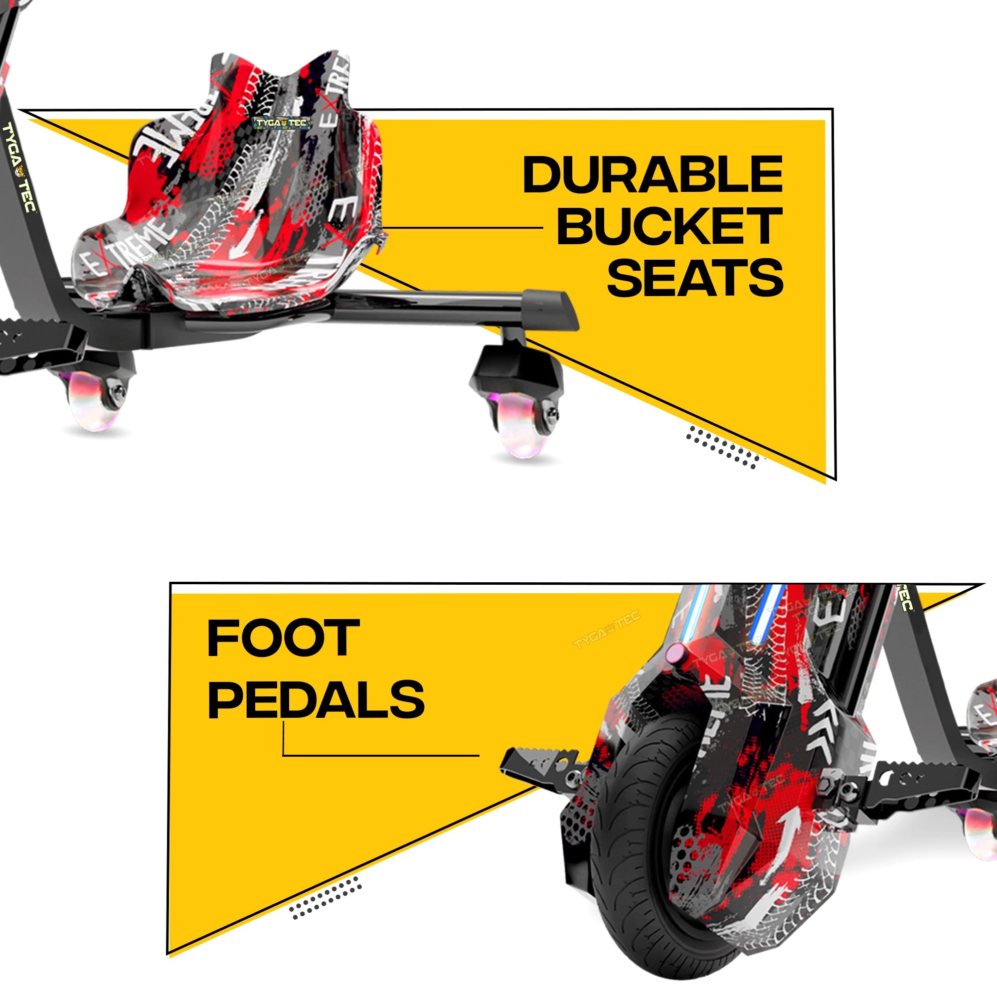 TYGATEC T9 3 WHEEL ELECTRIC 360 DRIFT SCOOTER FOR KIDS AND ADULTS WITH LED LIGHT AND BLUETOOTH (Extreme Red color)