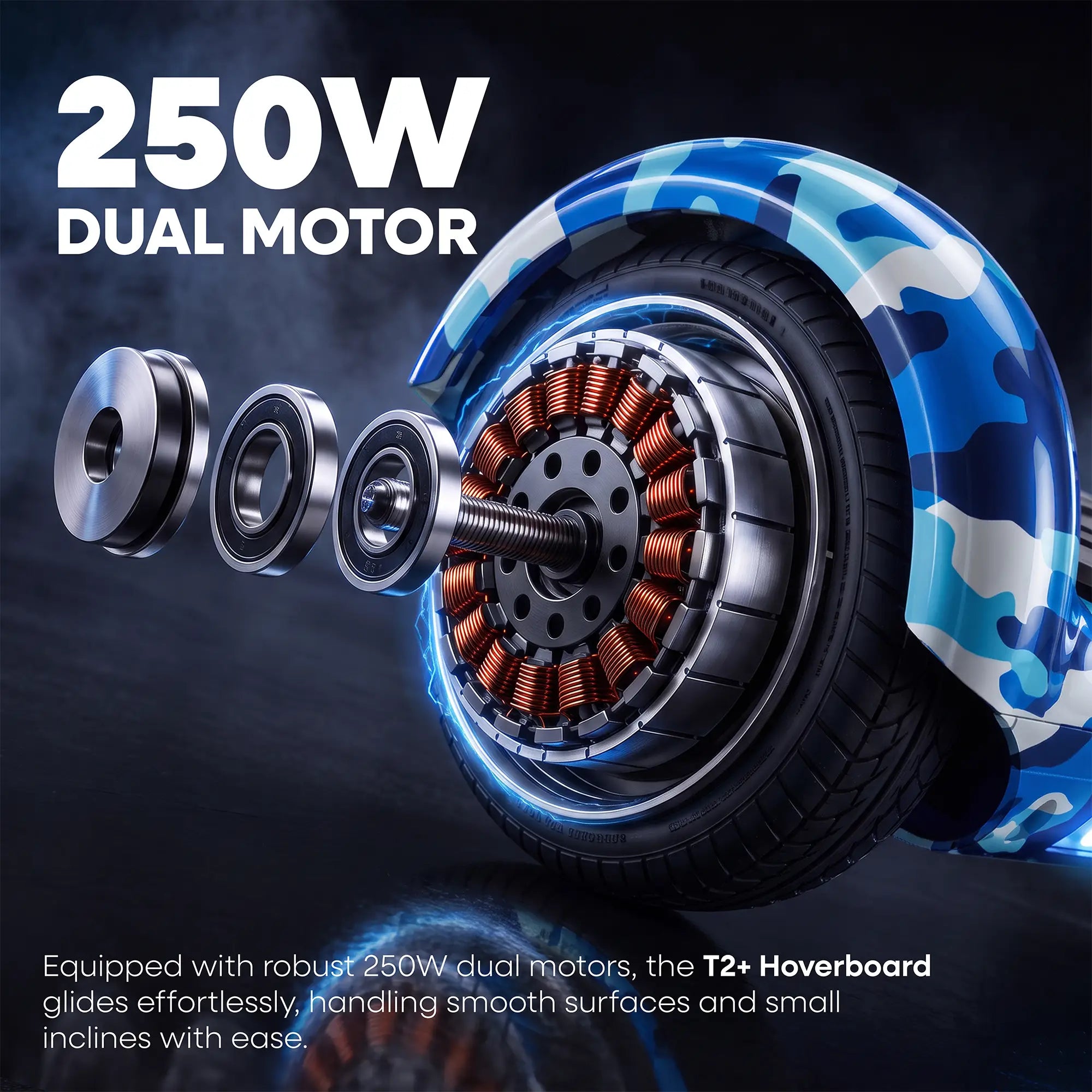 TYGATEC T2 + Auto Balancing Hoverboard App Connectivity - Military Blue