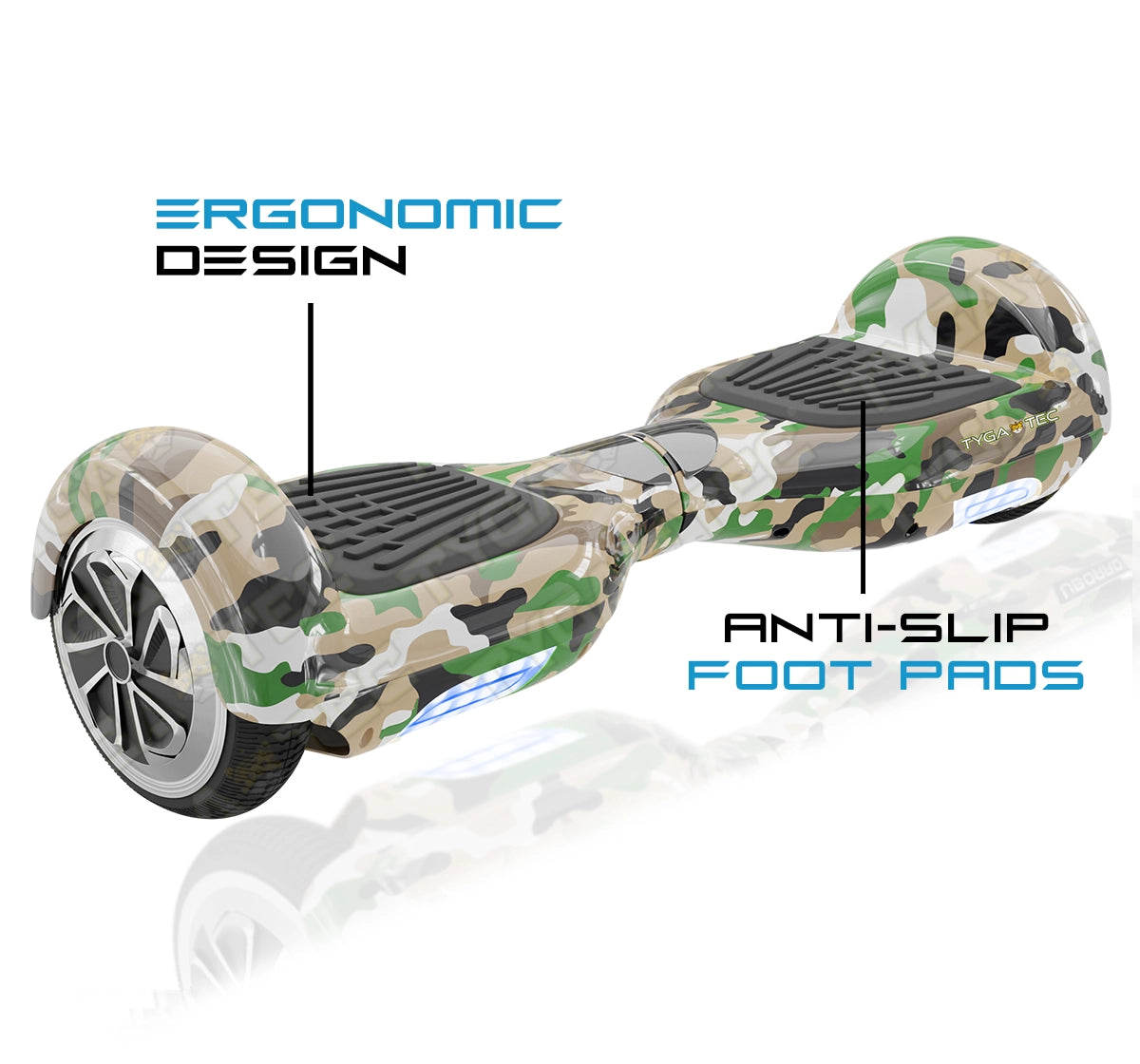 Tygatec T1 ECO - Self Balancing Electric Hoverboard (Military green)
