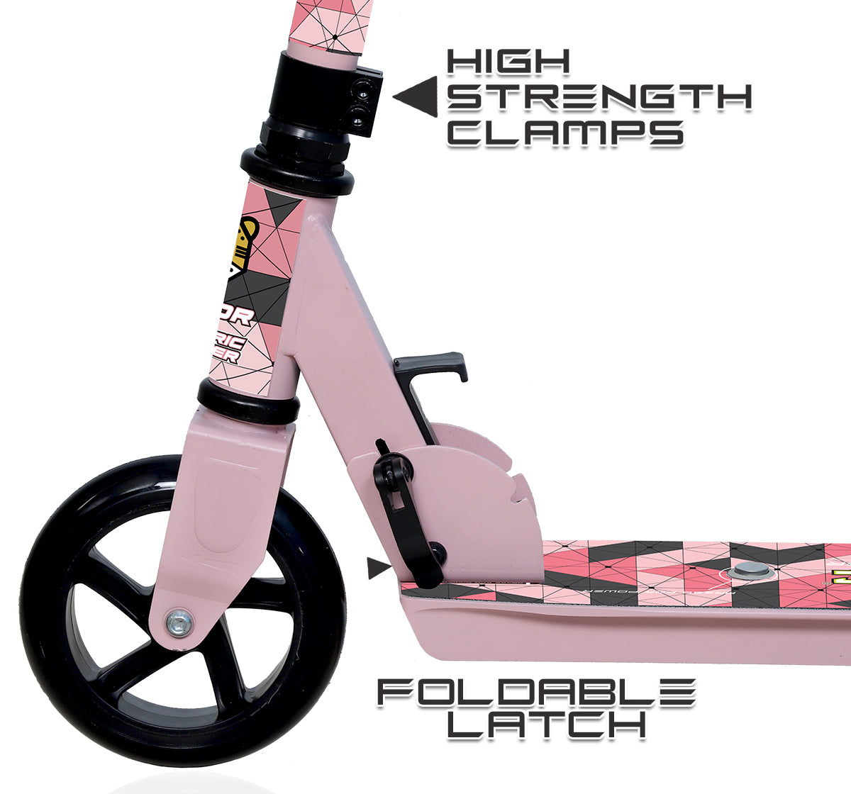 Tygatec Junior Electric Kick Scooter For Kids & Adults | 2 Wheel Standing Scooter With Adjustable Height And Foldable (Color Pink)