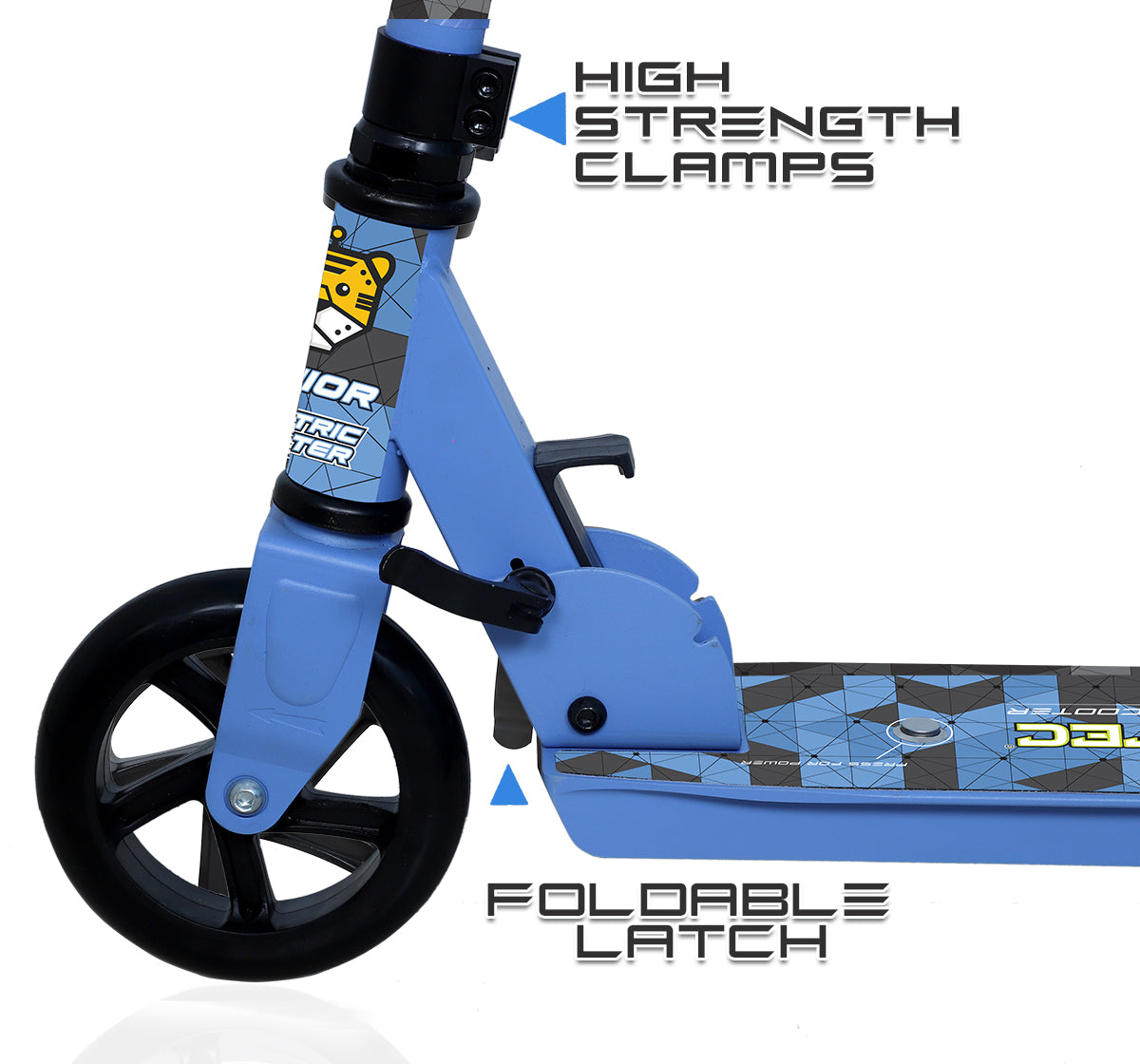 Tygatec Junior Electric Kick Scooter For Kids & Adults | 2 Wheel Standing Scooter With Adjustable Height And Foldable (Color Blue)