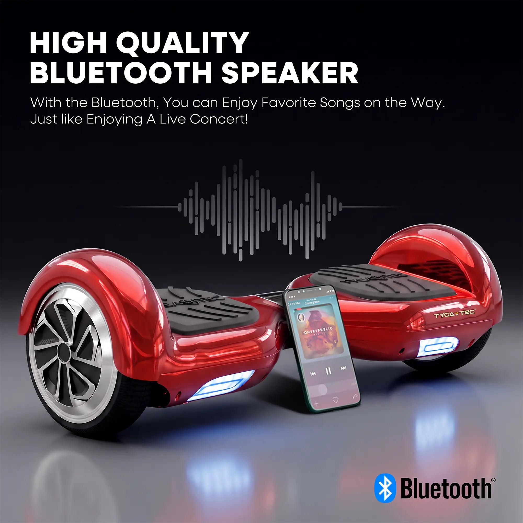 TYGATEC T2 + Auto Balancing Hoverboard App Connectivity - Red
