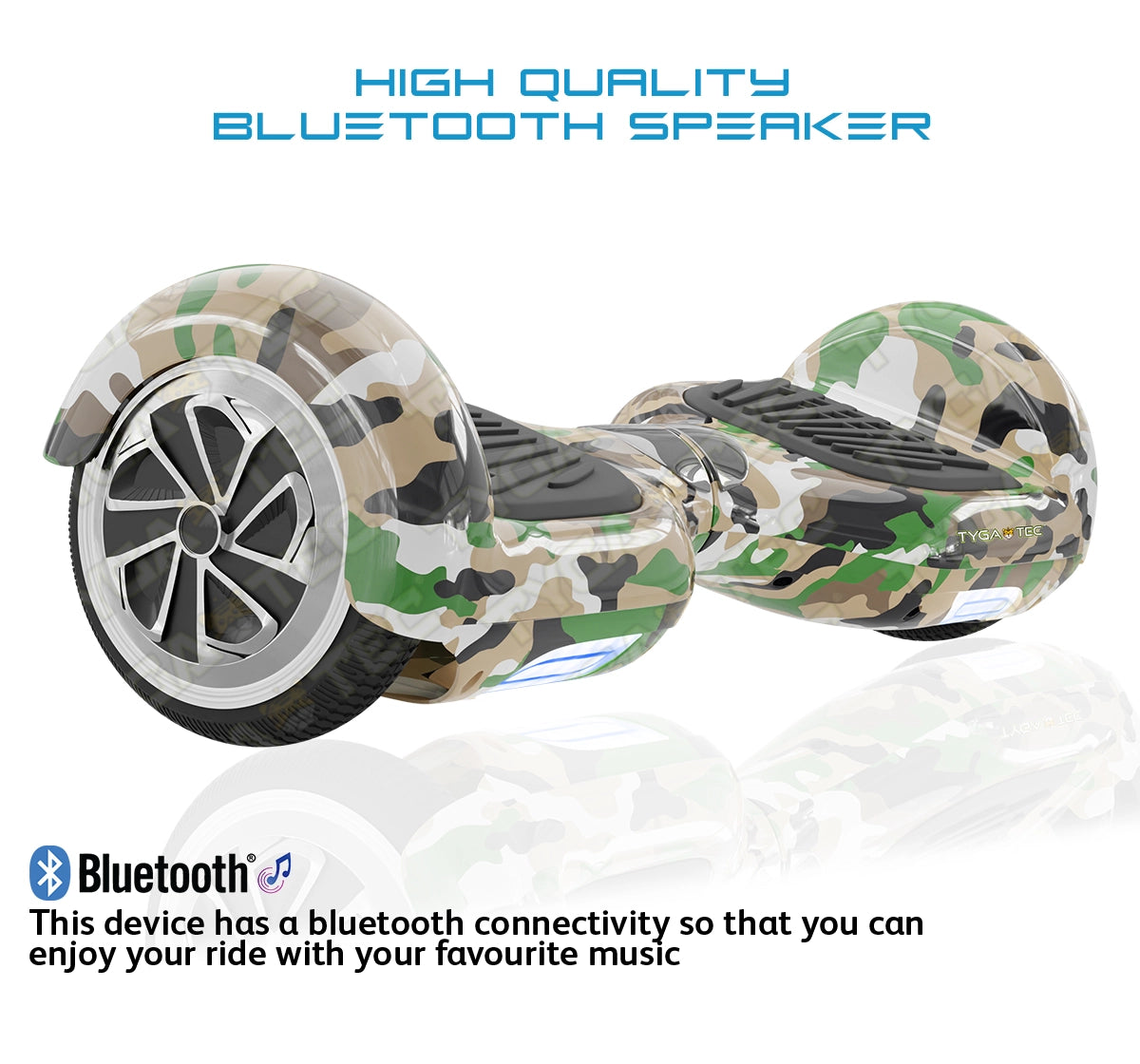 Tygatec T1 ECO - Self Balancing Electric Hoverboard (Military green)