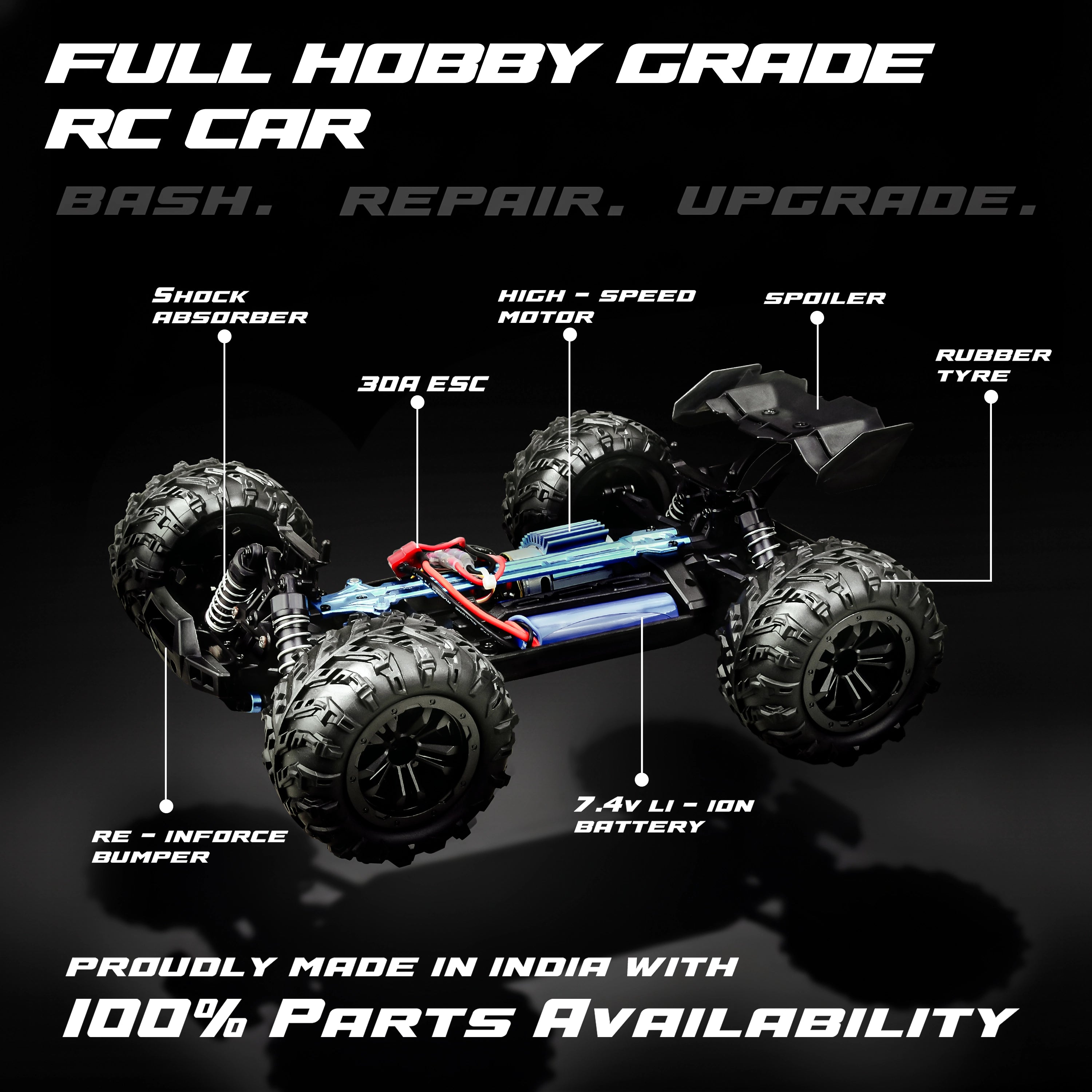 Tygatec Supersonic High Speed Remote Control (Rc) Car | Hobby Grade Stunt Car (Color Red)