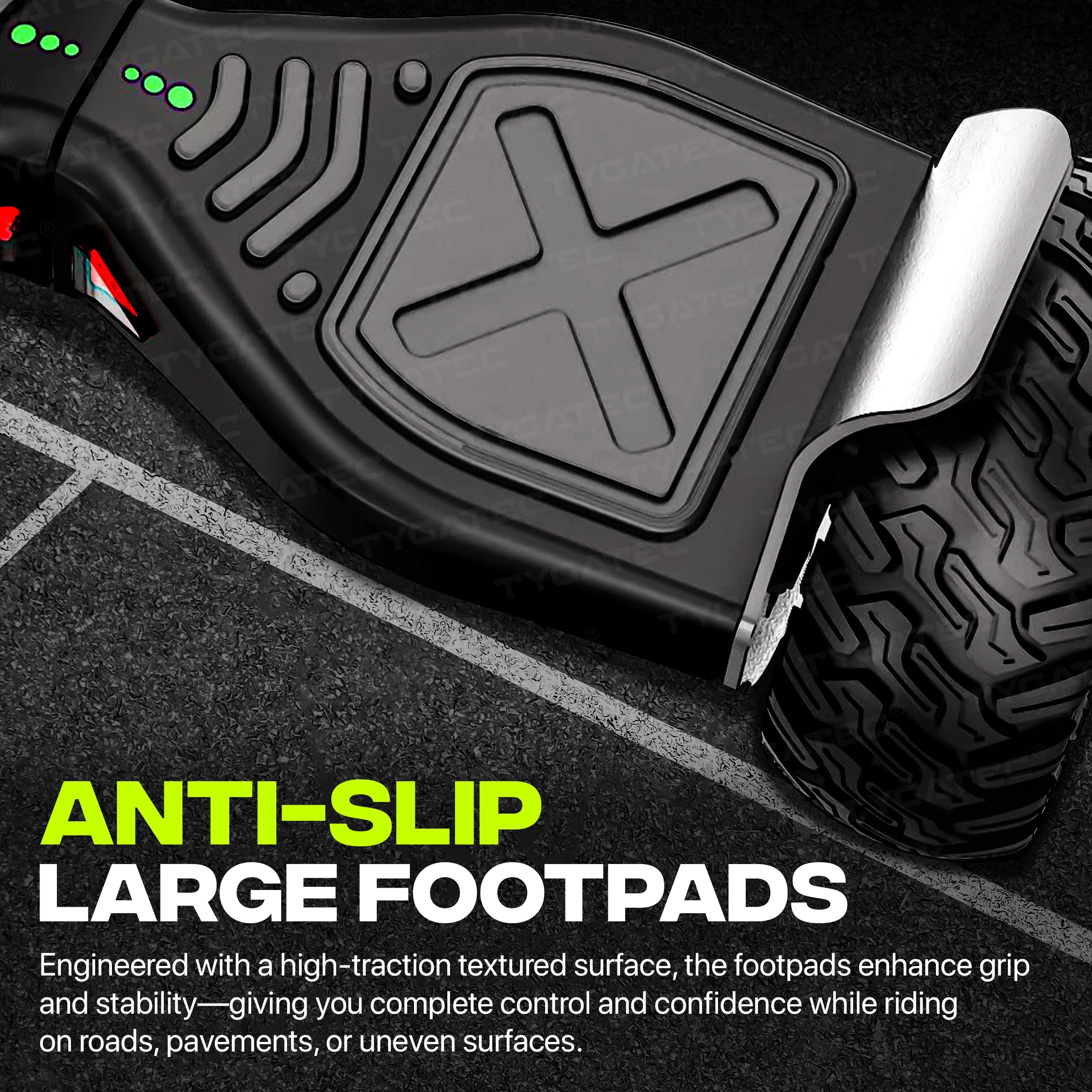 TYGATEC T6 Plus Off-Road SUV Hoverboard (APP CONNECTIVITY - Red and Blue Fire Color)