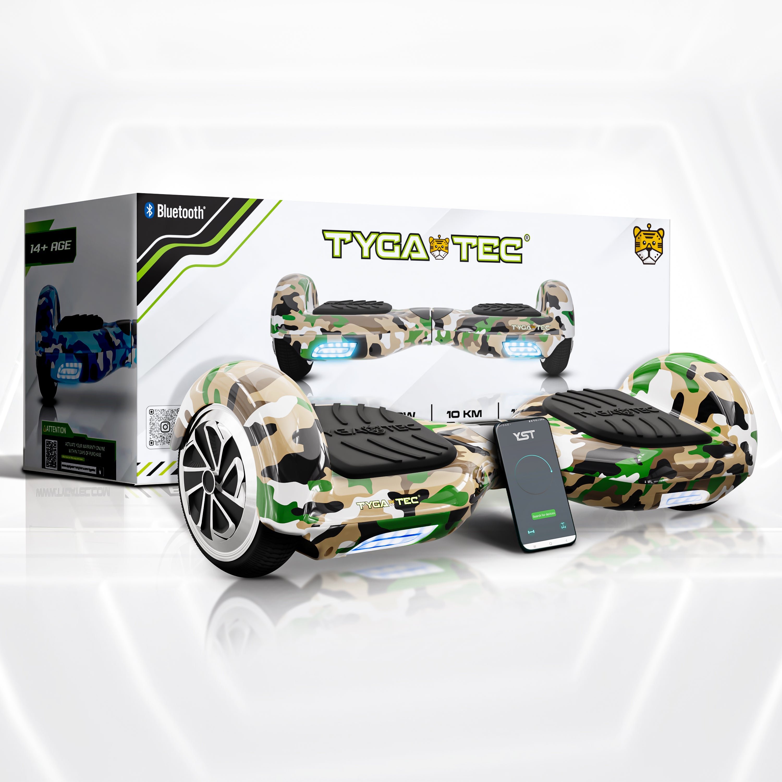 TYGATEC T2 + Auto Balancing Hoverboard App Connectivity - Military Green