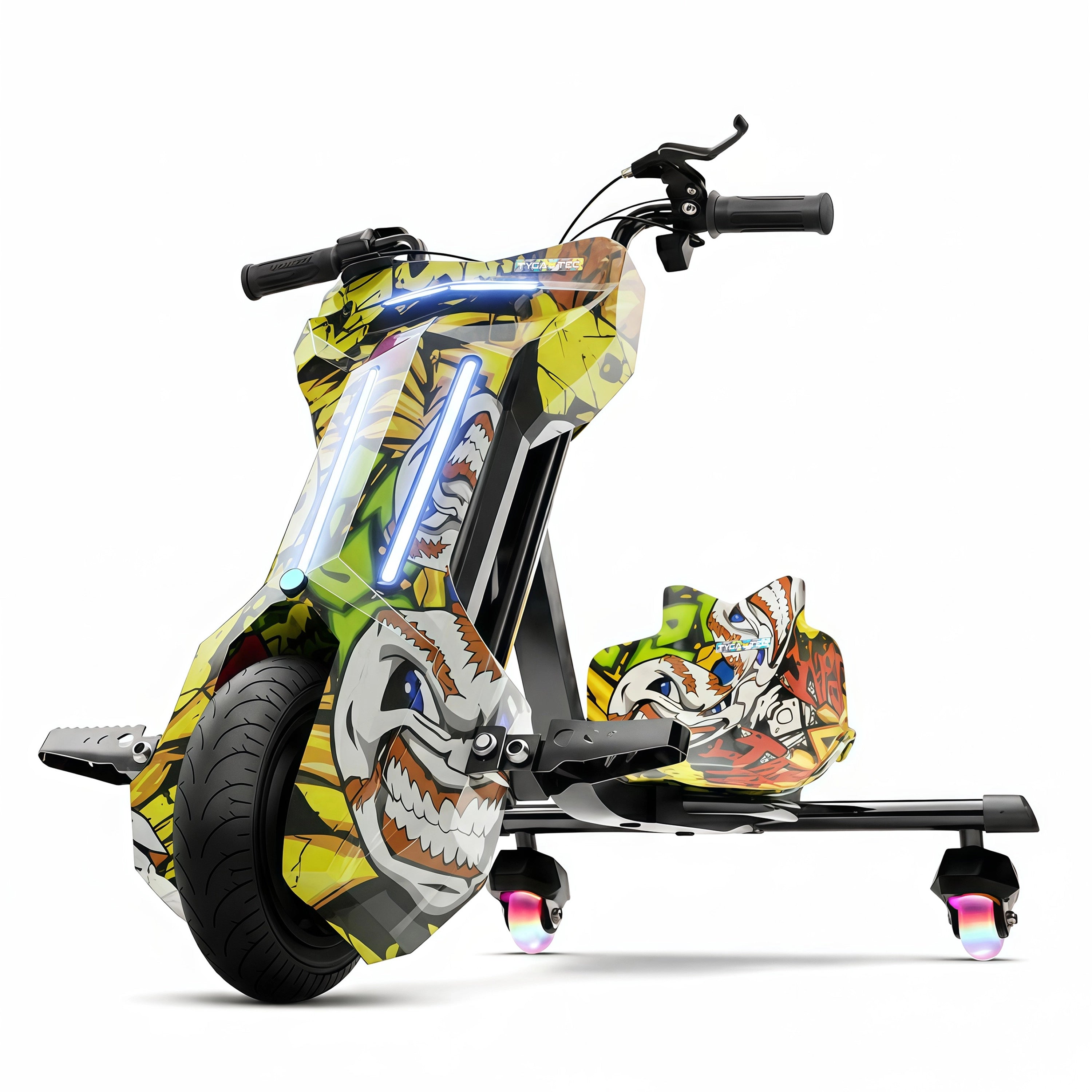 TYGATEC T9 3 WHEEL ELECTRIC 360 DRIFTER FOR KIDS AND ADULTS WITH LED LIGHT AND BLUETOOTH (Extreme Ed-hardy color)