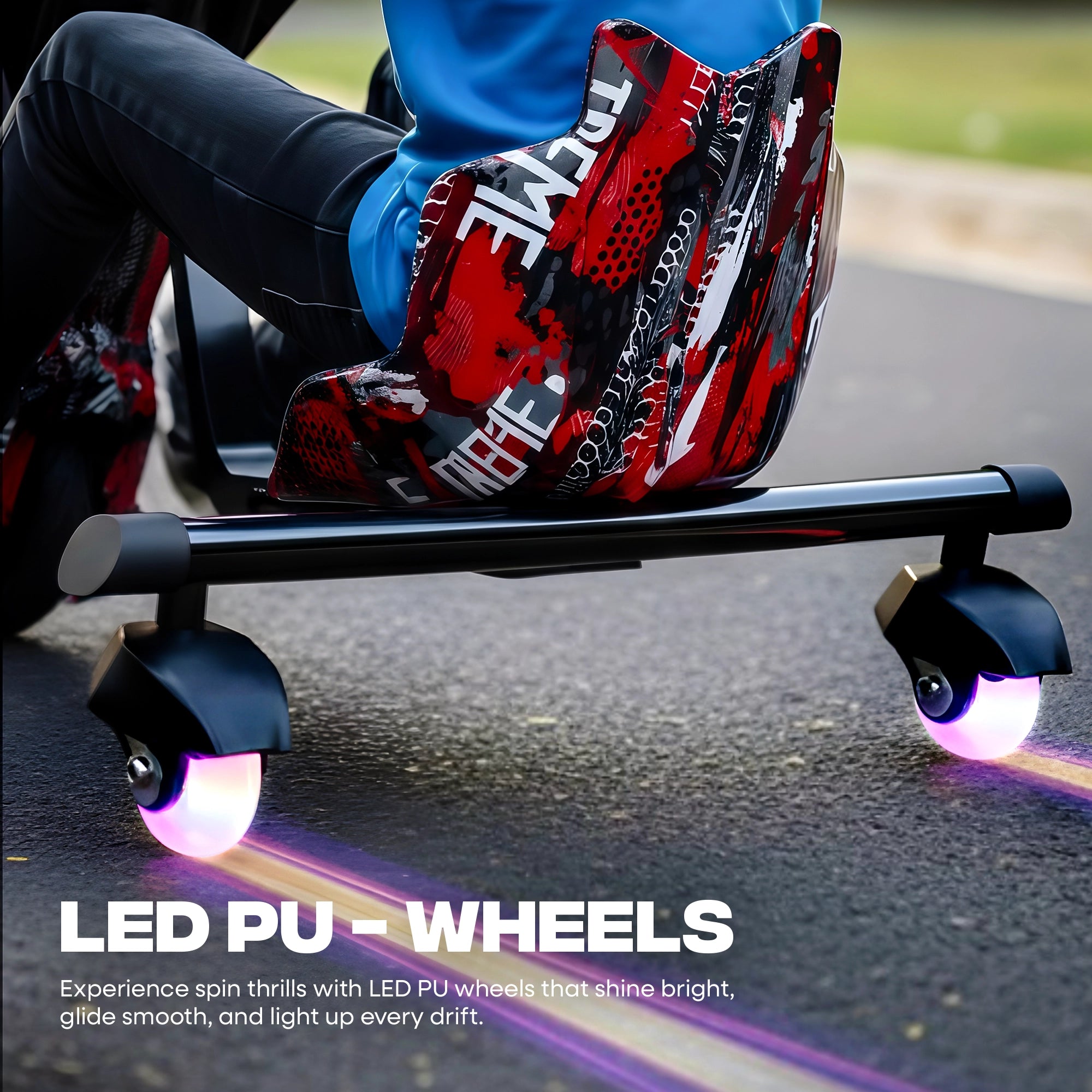 TYGATEC T9 3 WHEEL ELECTRIC 360 DRIFT SCOOTER FOR KIDS AND ADULTS WITH LED LIGHT AND BLUETOOTH (Extreme Red color)