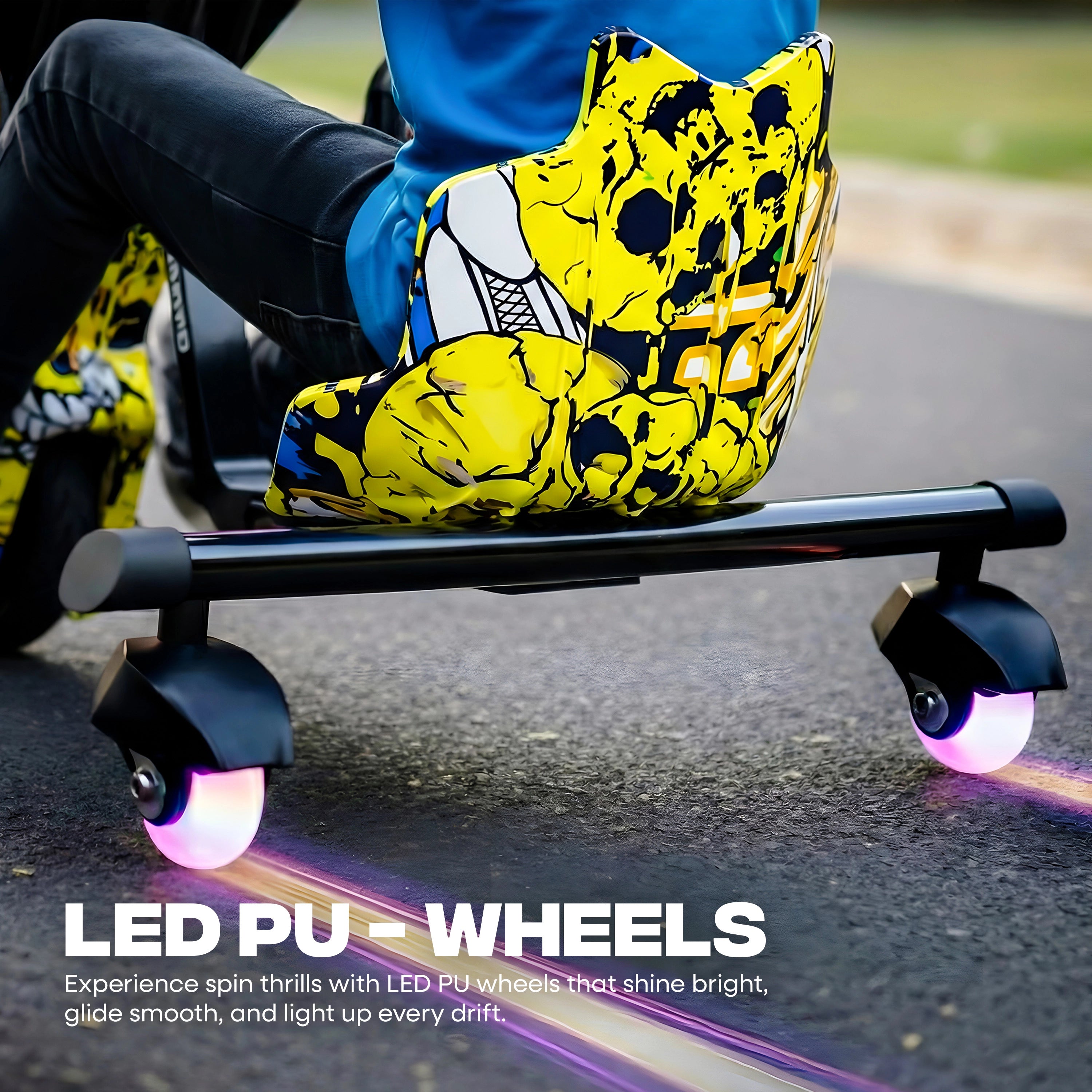 TYGATEC T9 3 WHEEL ELECTRIC 360 DRIFTER FOR KIDS AND ADULTS WITH LED LIGHT AND BLUETOOTH (Extreme Ed-hardy color)