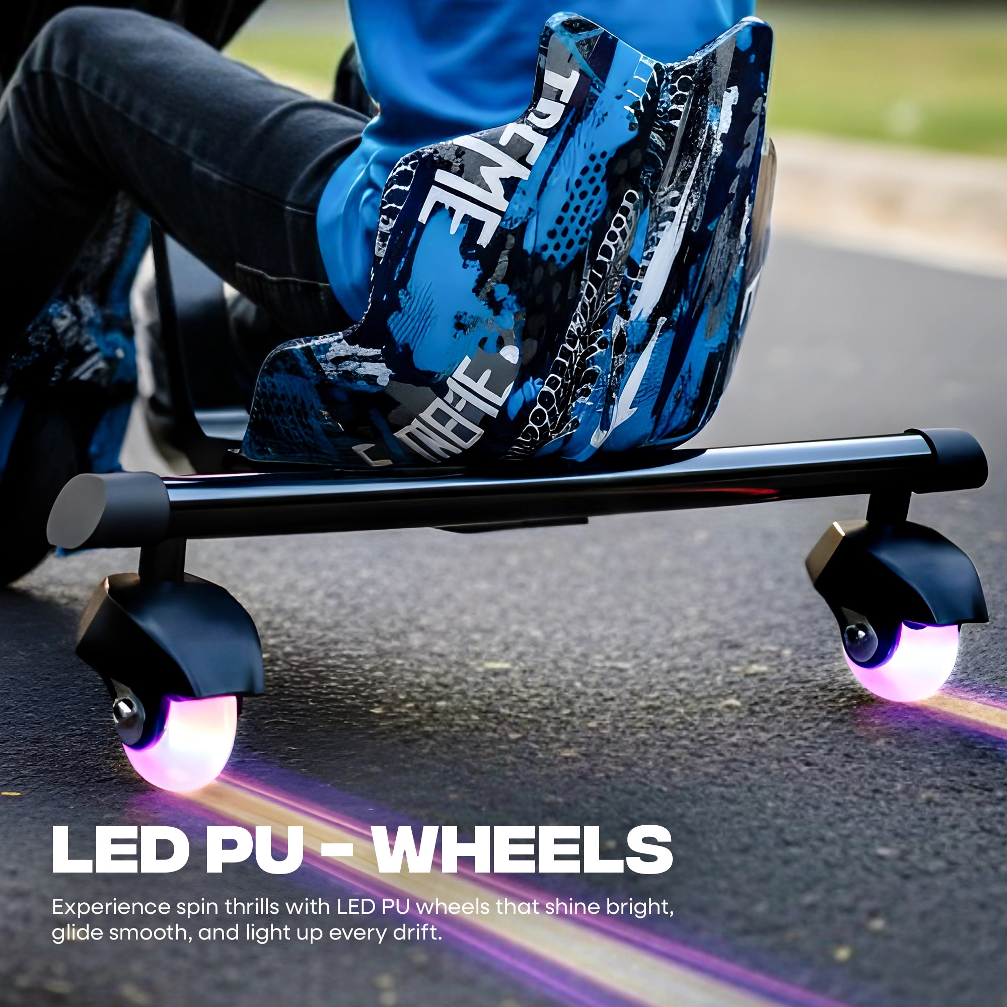 TYGATEC T9 3 WHEEL ELECTRIC 360 DRIFT SCOOTER FOR KIDS AND ADULTS WITH LED LIGHT AND BLUETOOTH (Extreme Blue color)