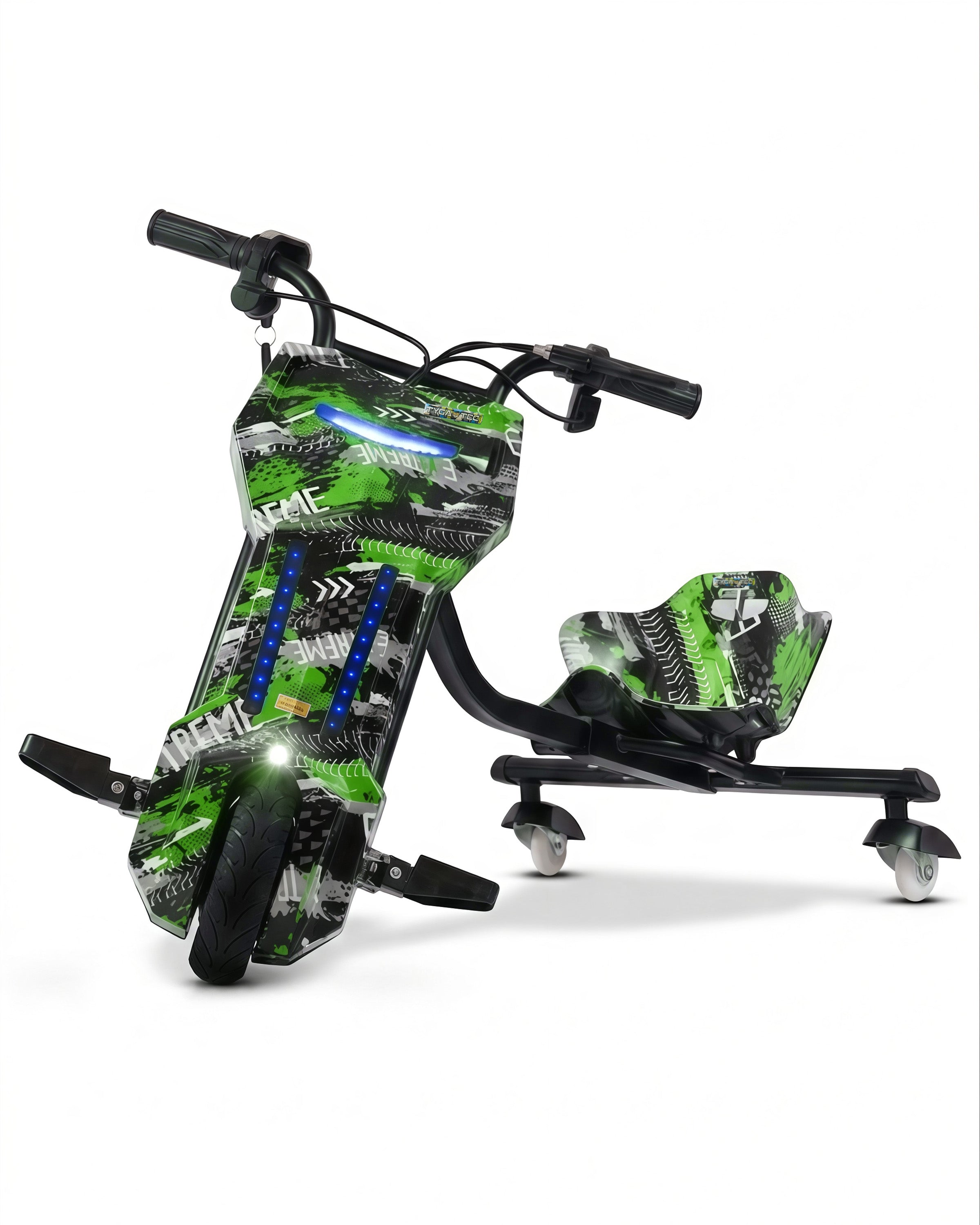 TYGATEC T9 3 WHEEL ELECTRIC 360 DRIFTER FOR KIDS AND ADULTS WITH LED LIGHT AND BLUETOOTH (Extreme Green color)