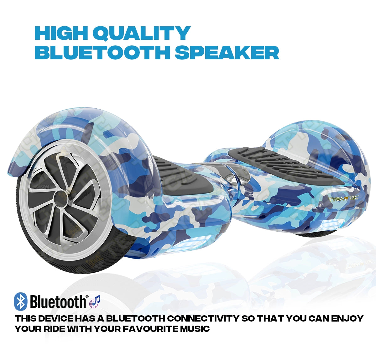 Tygatec T1 ECO - Self Balancing Electric Hoverboard (Military Blue)