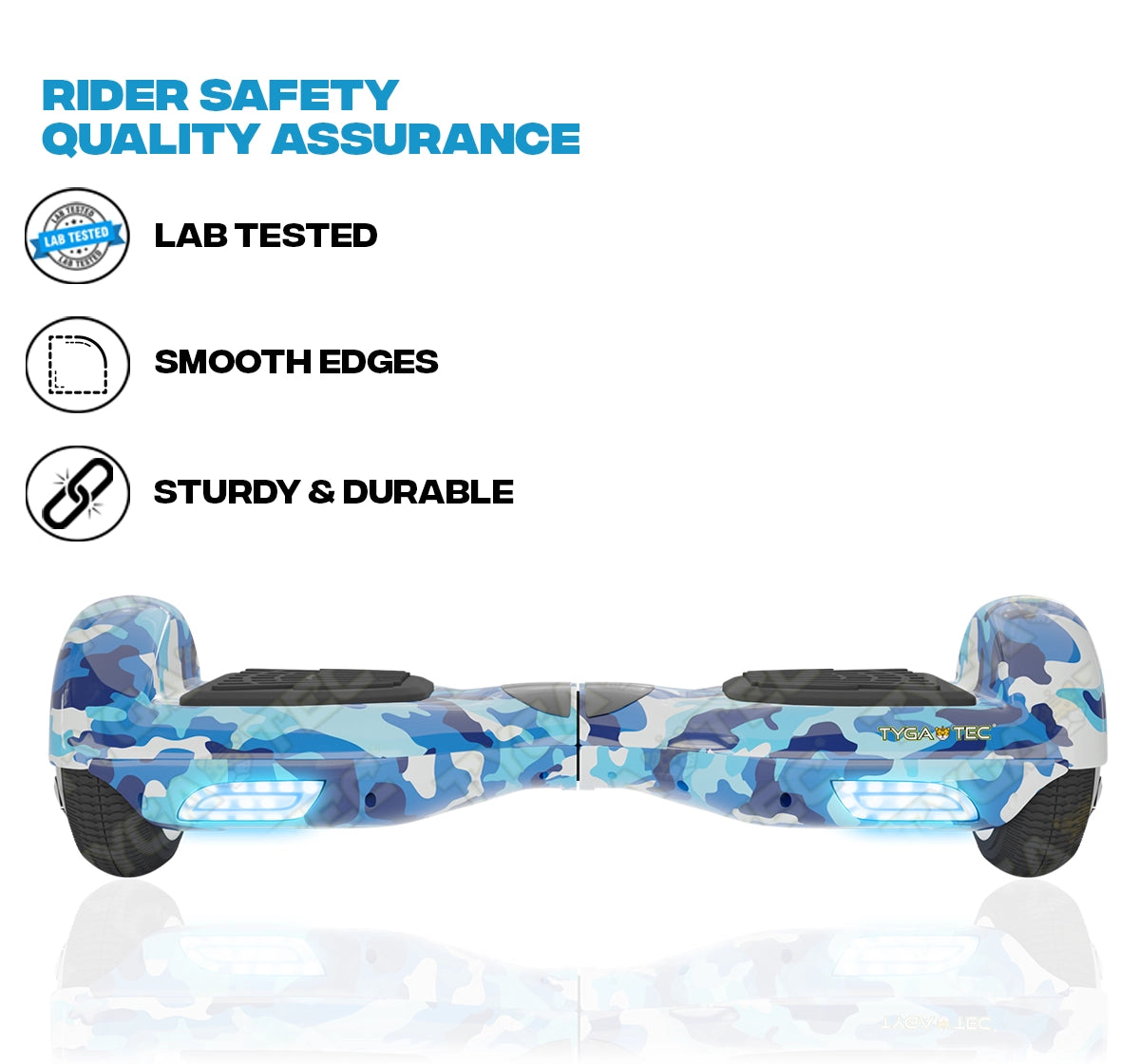 Tygatec T1 ECO - Self Balancing Electric Hoverboard (Military Blue)