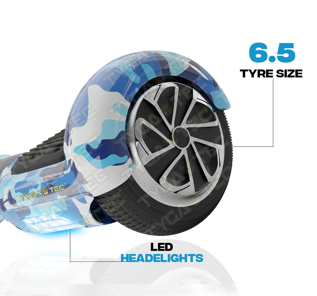 Tygatec T1 ECO - Self Balancing Electric Hoverboard (Military Blue)