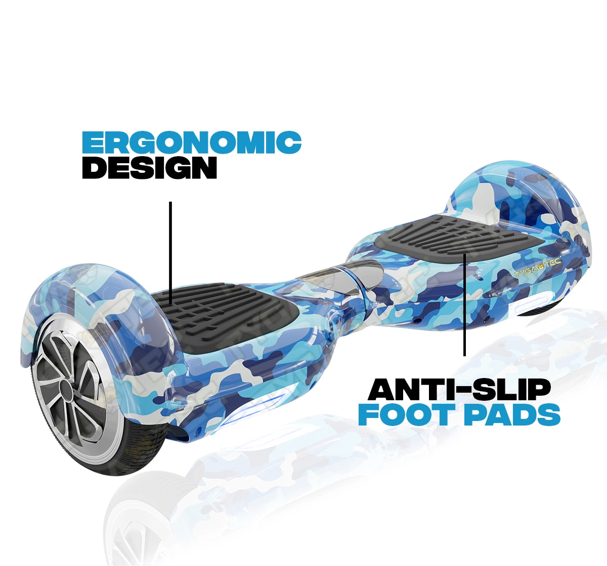 Tygatec T1 ECO - Self Balancing Electric Hoverboard (Military Blue)