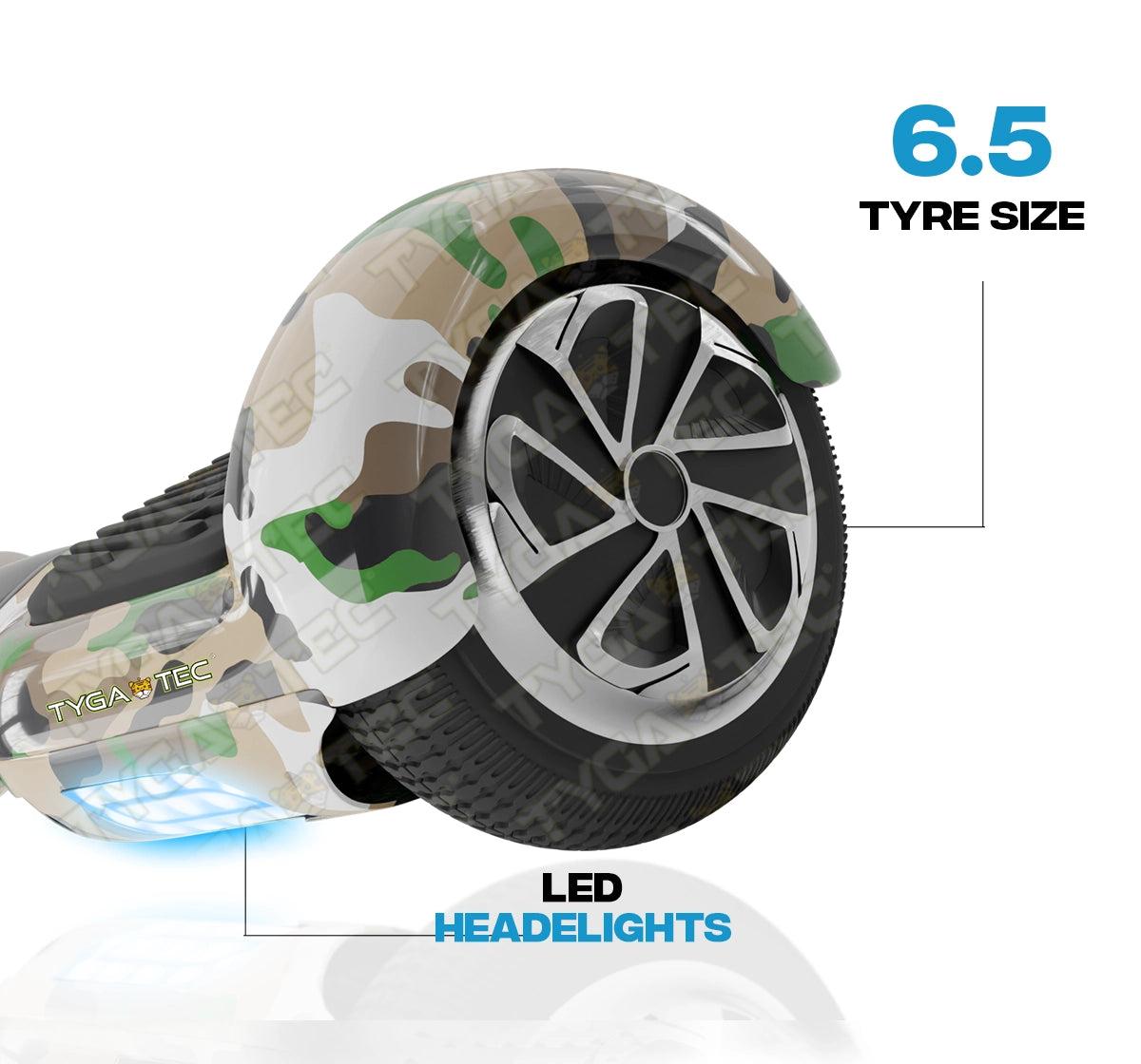 Tygatec T1 ECO - Self Balancing Electric Hoverboard (Military green)