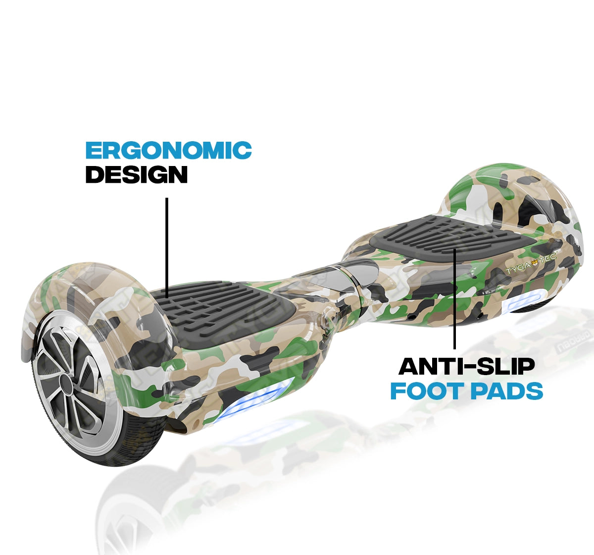 Tygatec T1 ECO - Self Balancing Electric Hoverboard (Military green)