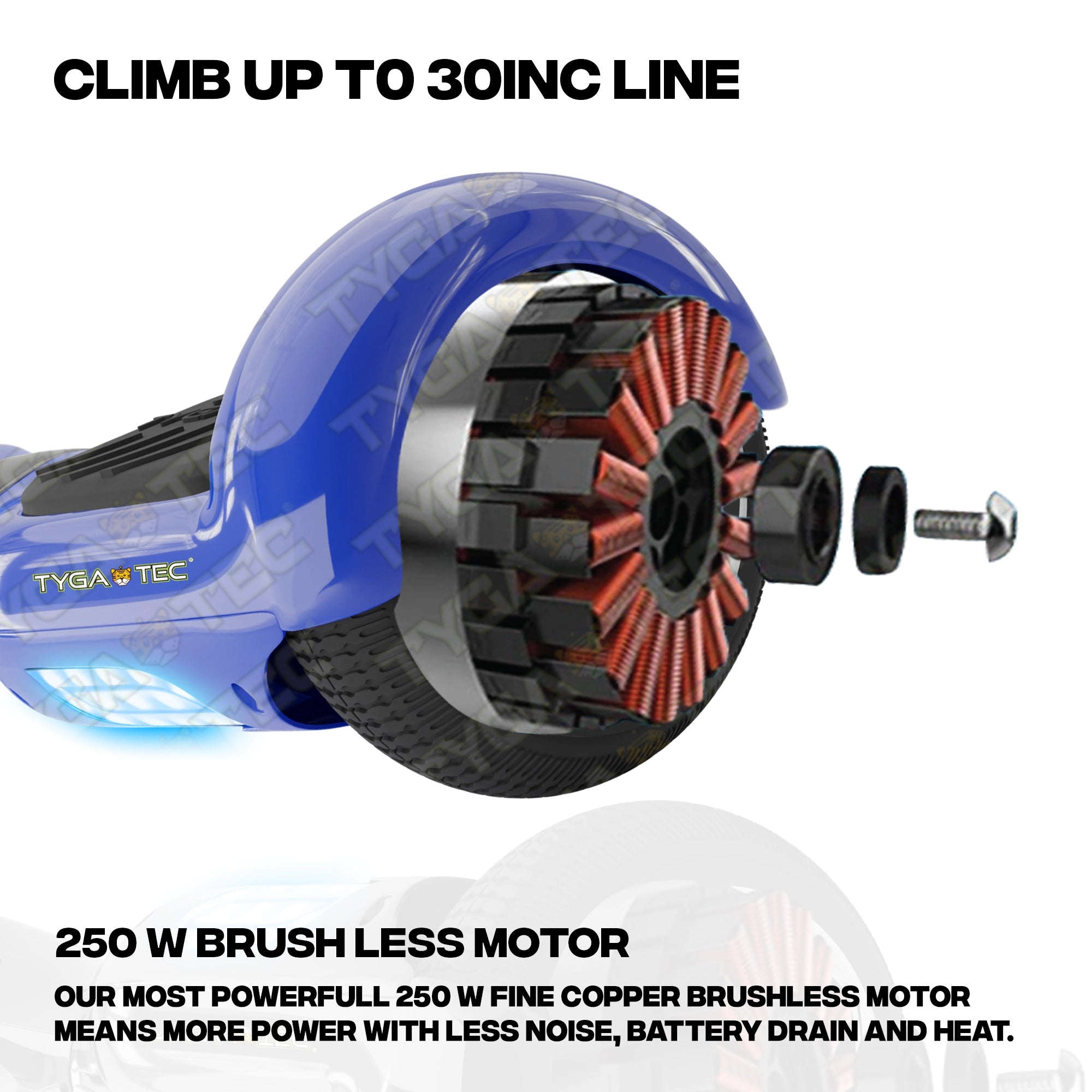 TYGATEC T2 + Auto Balancing Hoverboard App Connectivity - Blue