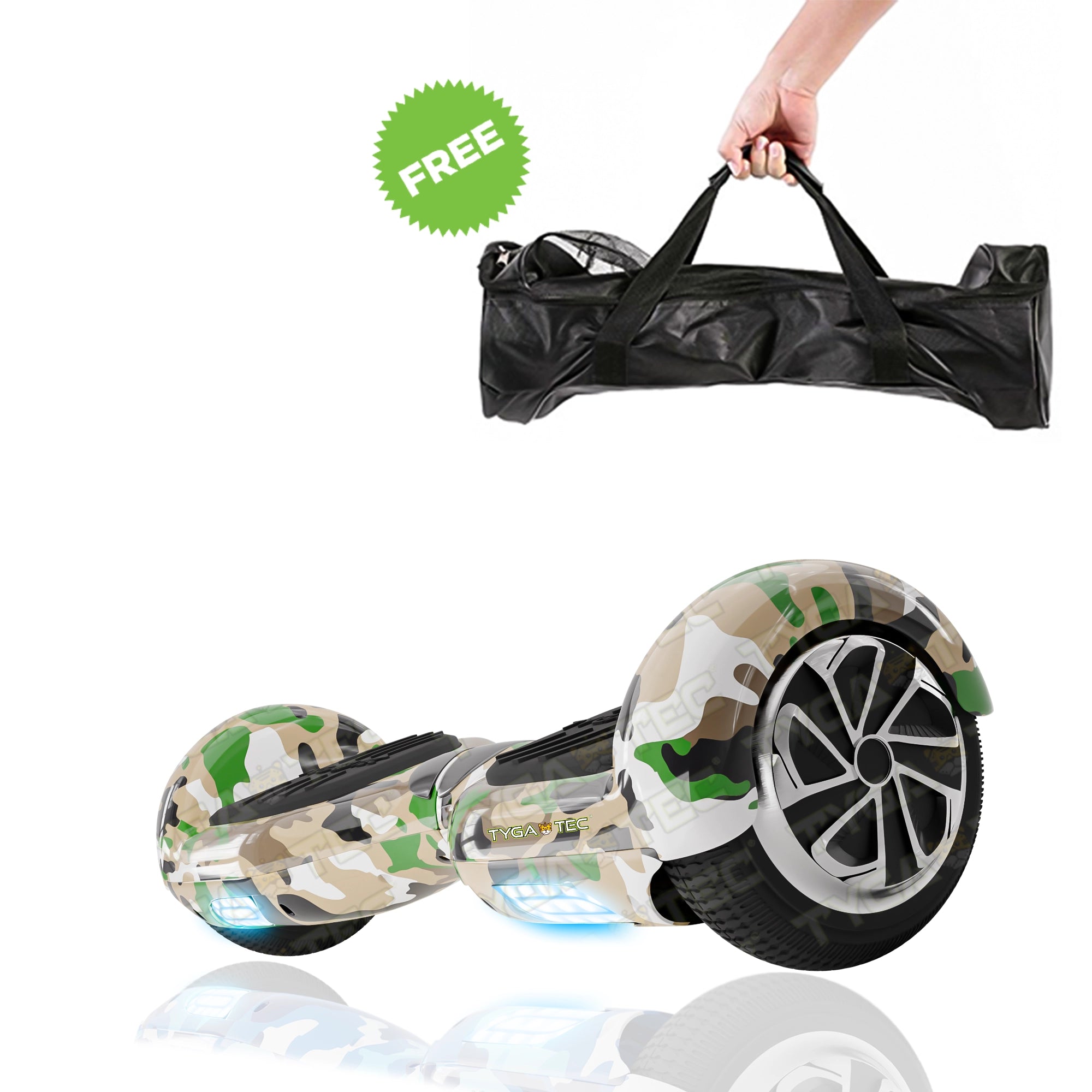 Tygatec T1 ECO - Self Balancing Electric Hoverboard (Military green)