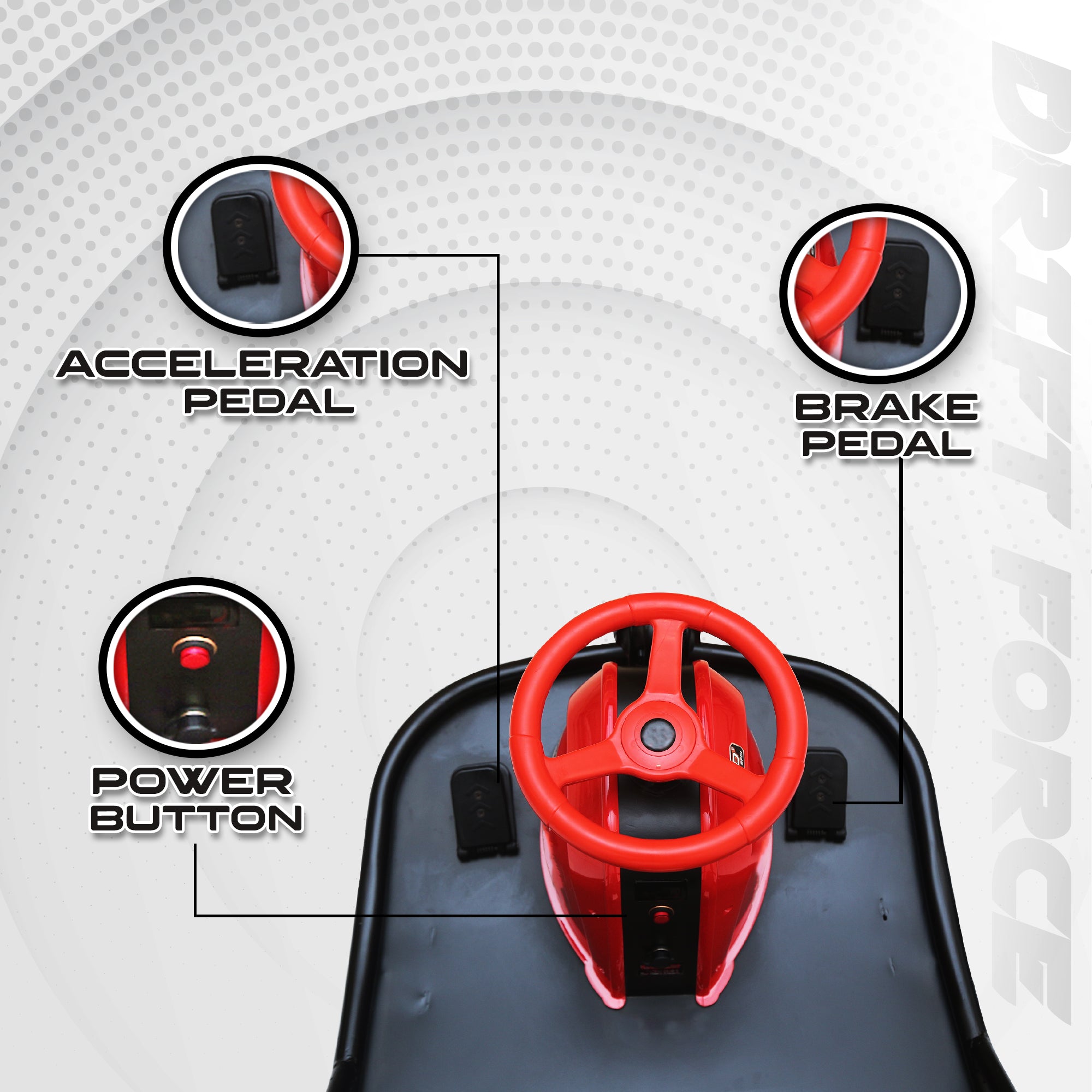 Tygatec E-Cart Drift Force Drifter For Kids With Led Headlights For Night Rides