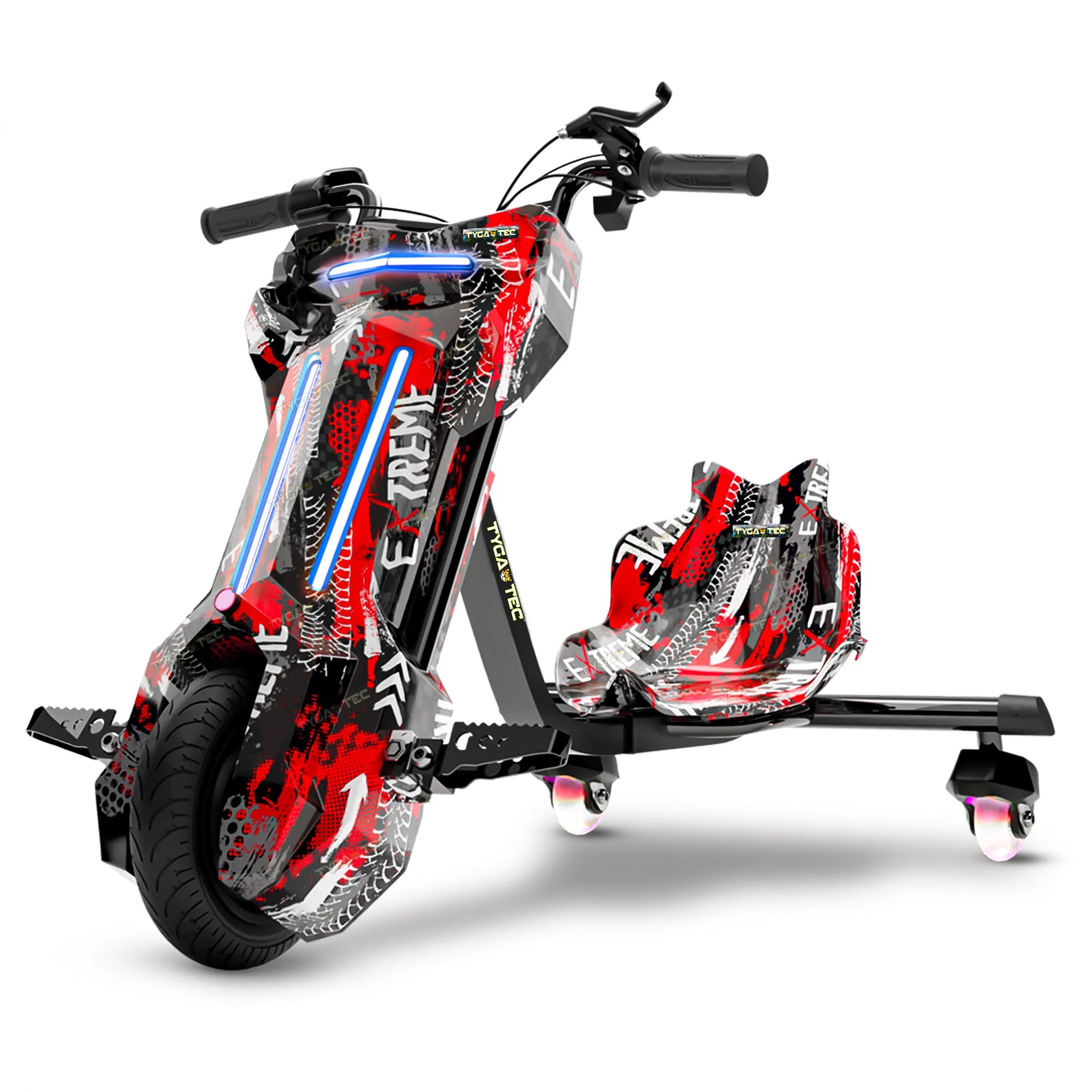 TYGATEC T9 3 WHEEL ELECTRIC 360 DRIFT SCOOTER FOR KIDS AND ADULTS WITH LED LIGHT AND BLUETOOTH (Extreme Red color)