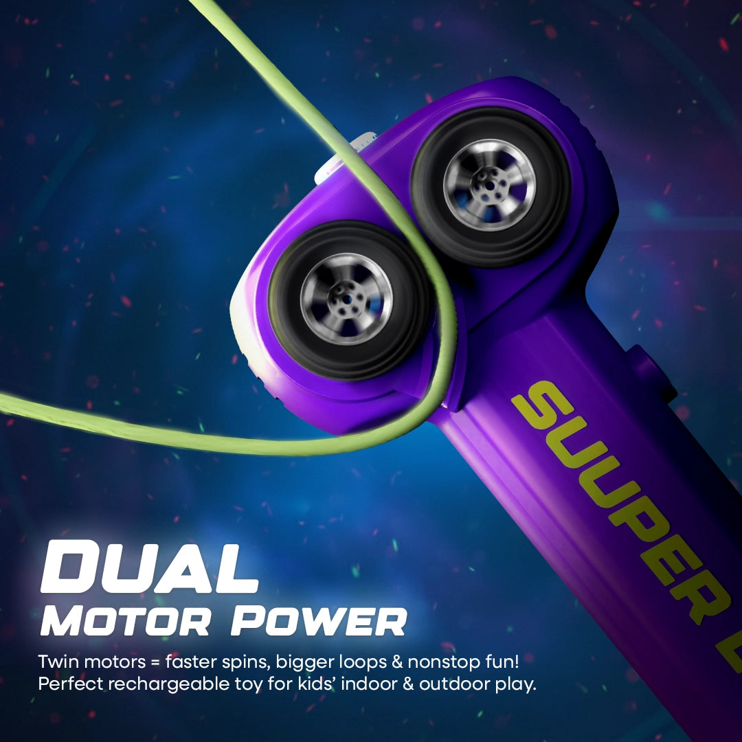 Tygatec Super Looper Rope Launcher Toy Gun – Glow in The Dark Loop Cable Shooting Game with LED Lights, Novelty Pistol Style Sports Toy for Kids, Stress Relief Superlooper Gadget & Fun Gift (Purple)