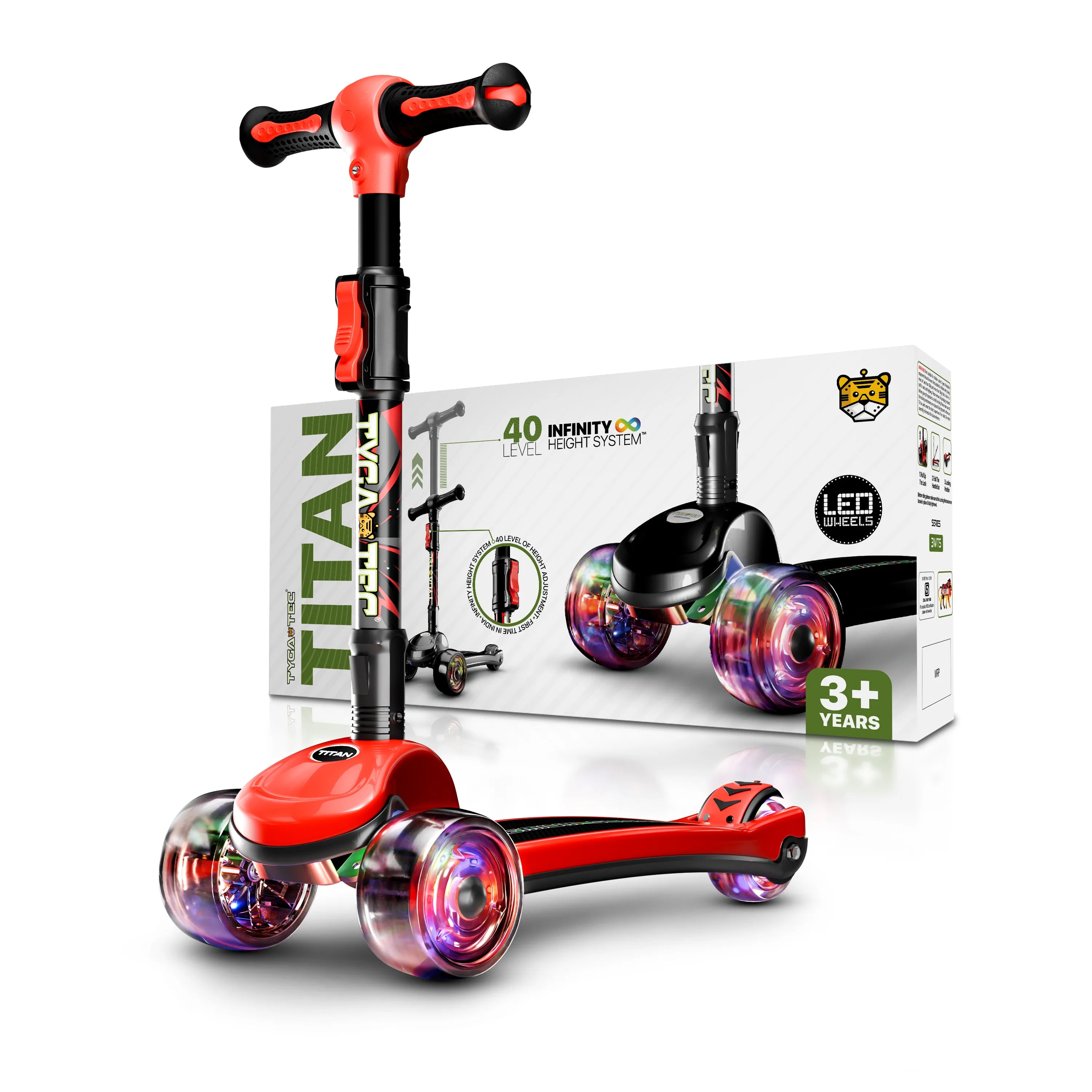 Tygatec Titan Premium 3-Wheel Scooter (Red)