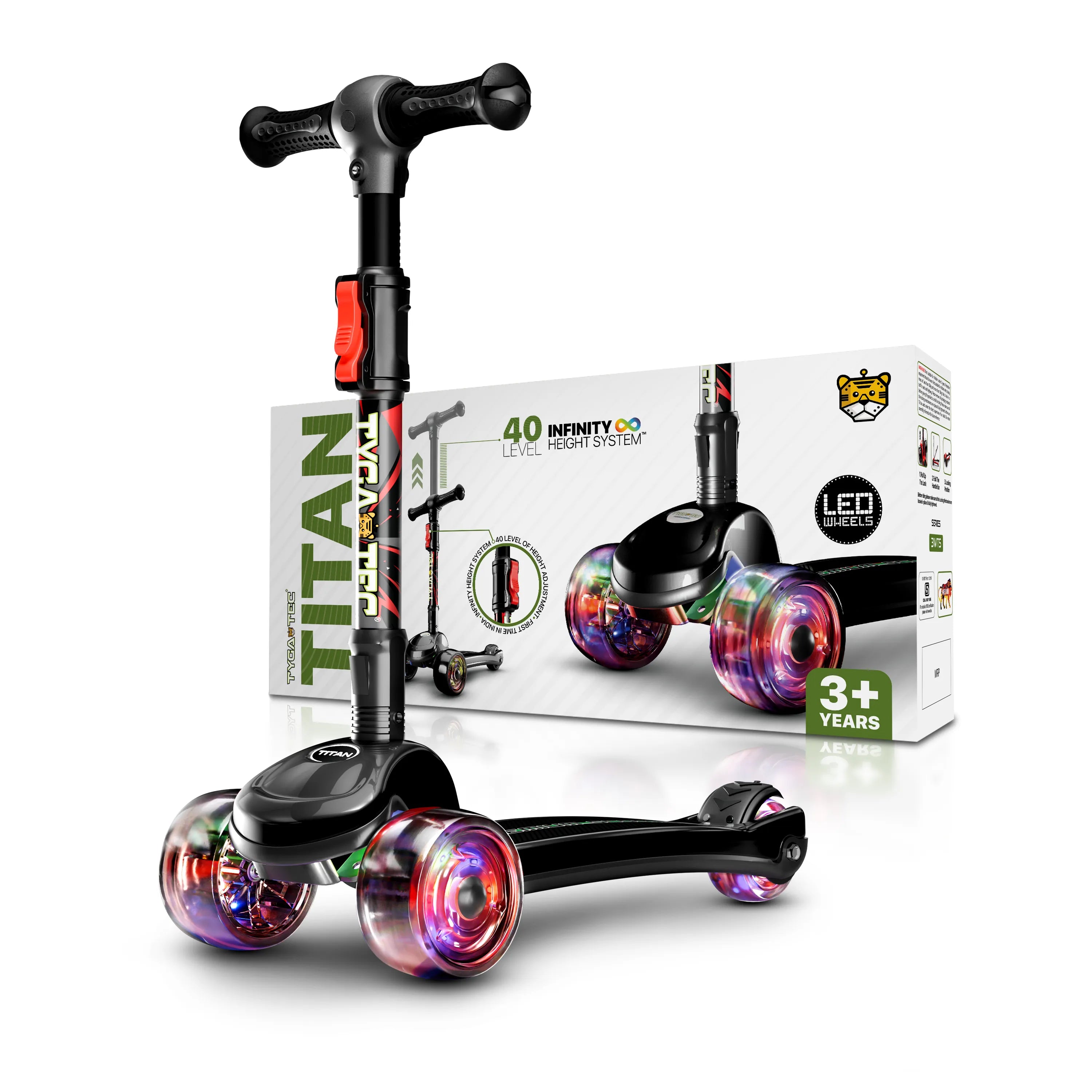 Tygatec Titan Premium 3-Wheel Scooter ( Color Black )