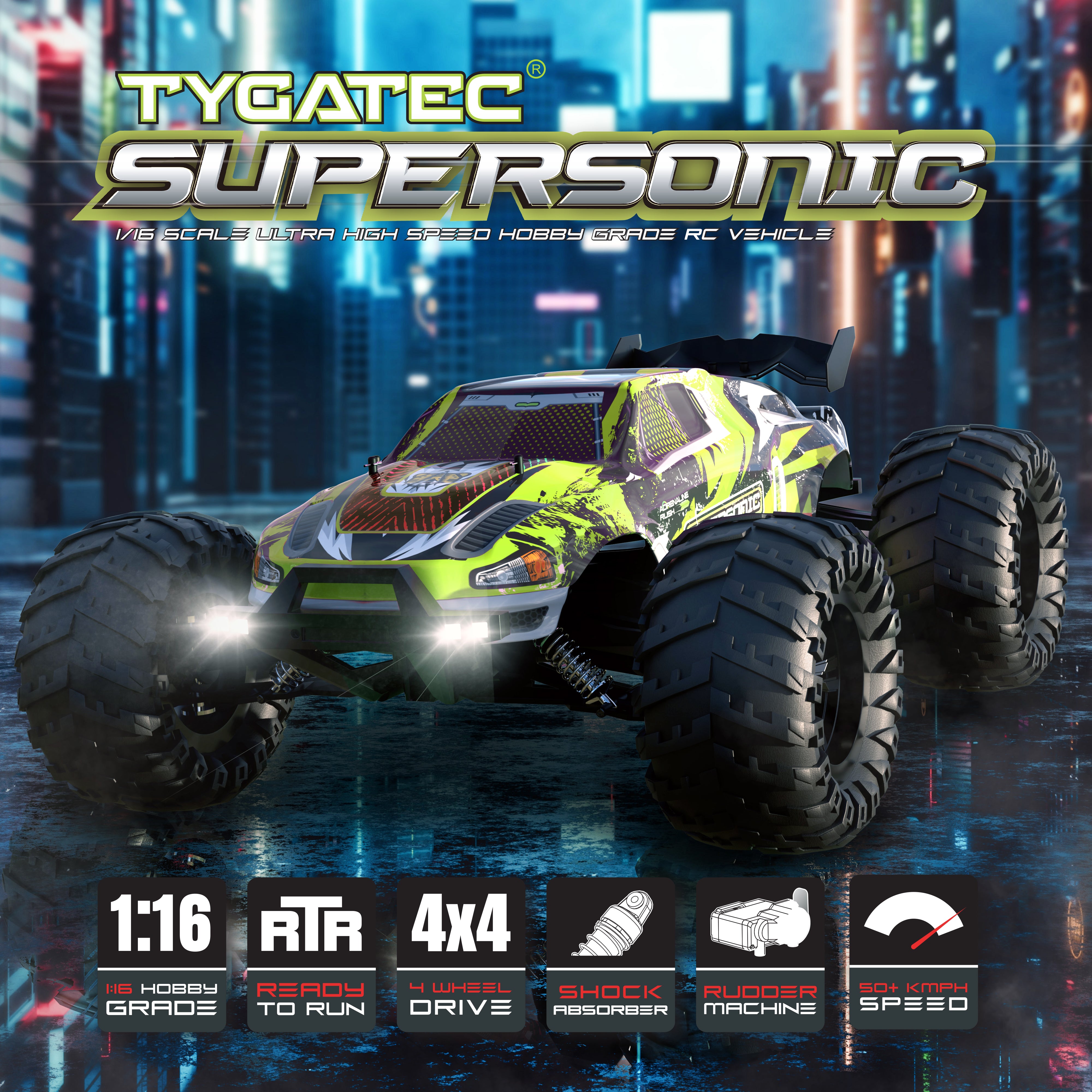 Tygatec Supersonic High Speed Hobby Grade Remote Control (Rc) Car For Kids | Stunt Car (Color Green)