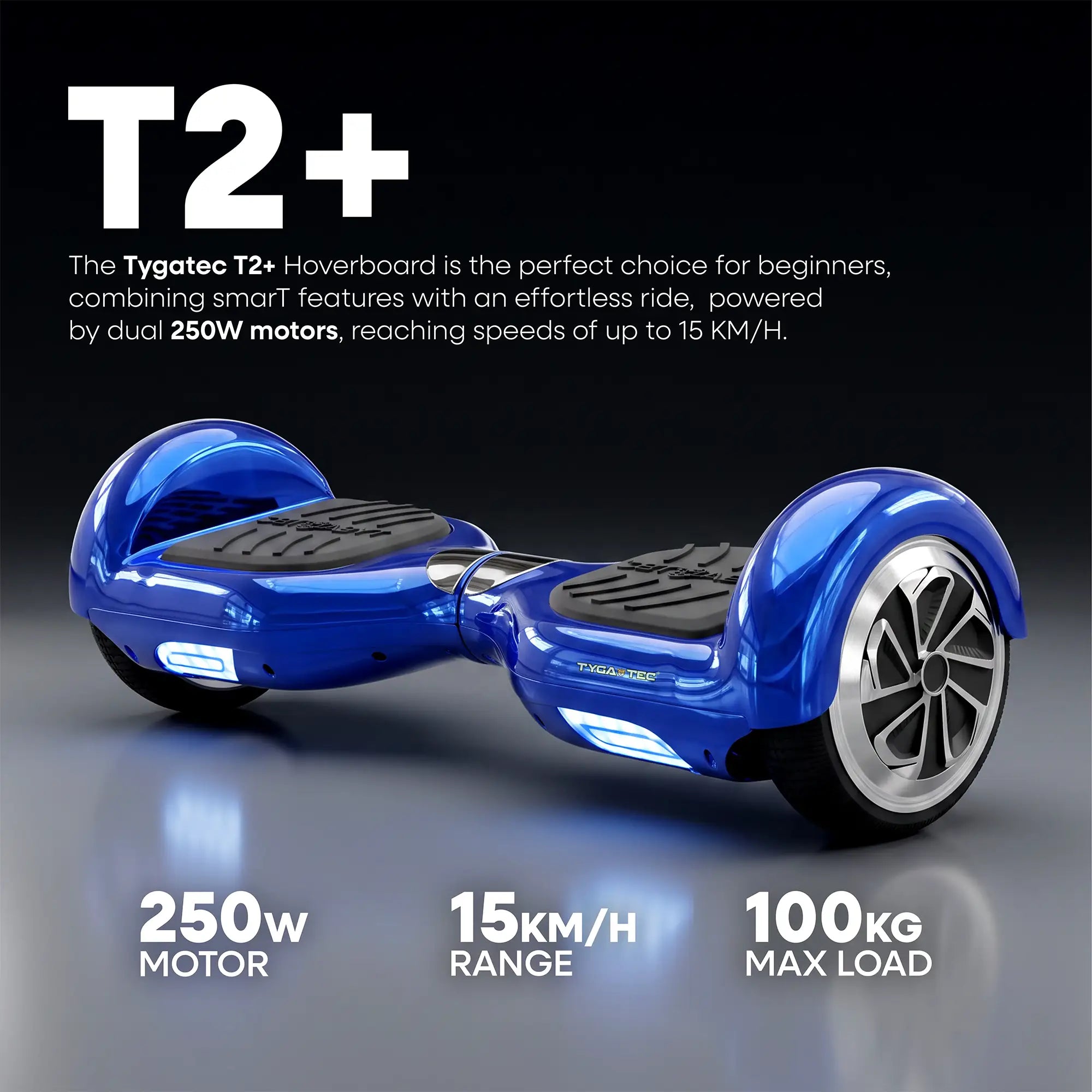 TYGATEC T2 + Auto Balancing Hoverboard App Connectivity - Blue