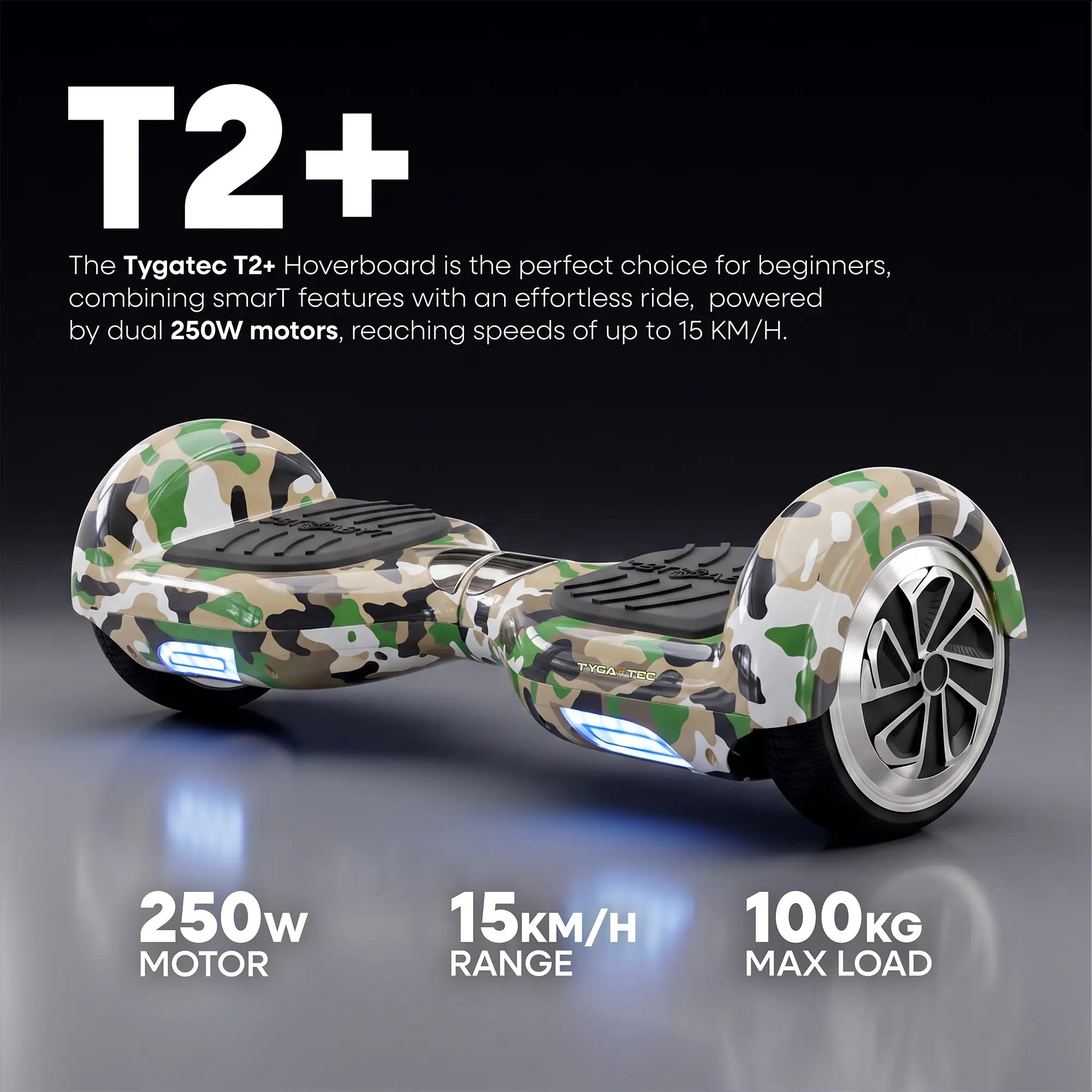 TYGATEC T2 + Auto Balancing Hoverboard App Connectivity - Military Green