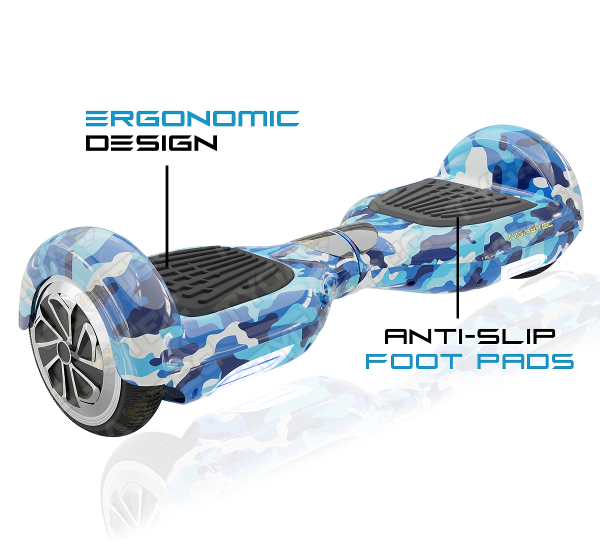 Tygatec T1 ECO - Self Balancing Electric Hoverboard (Military Blue)