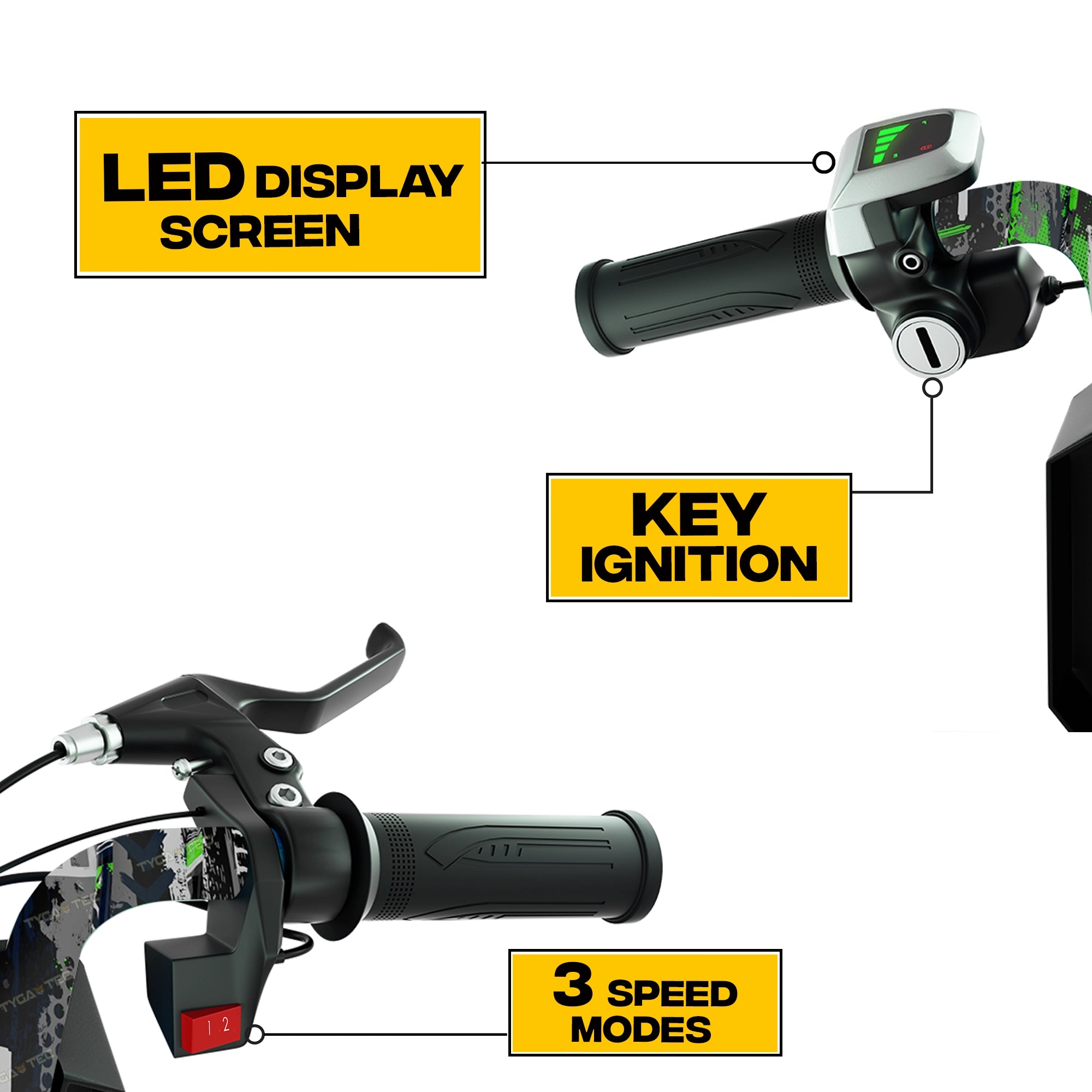 TYGATEC T9 3 WHEEL ELECTRIC 360 DRIFTER FOR KIDS AND ADULTS WITH LED LIGHT AND BLUETOOTH (Extreme Green color)