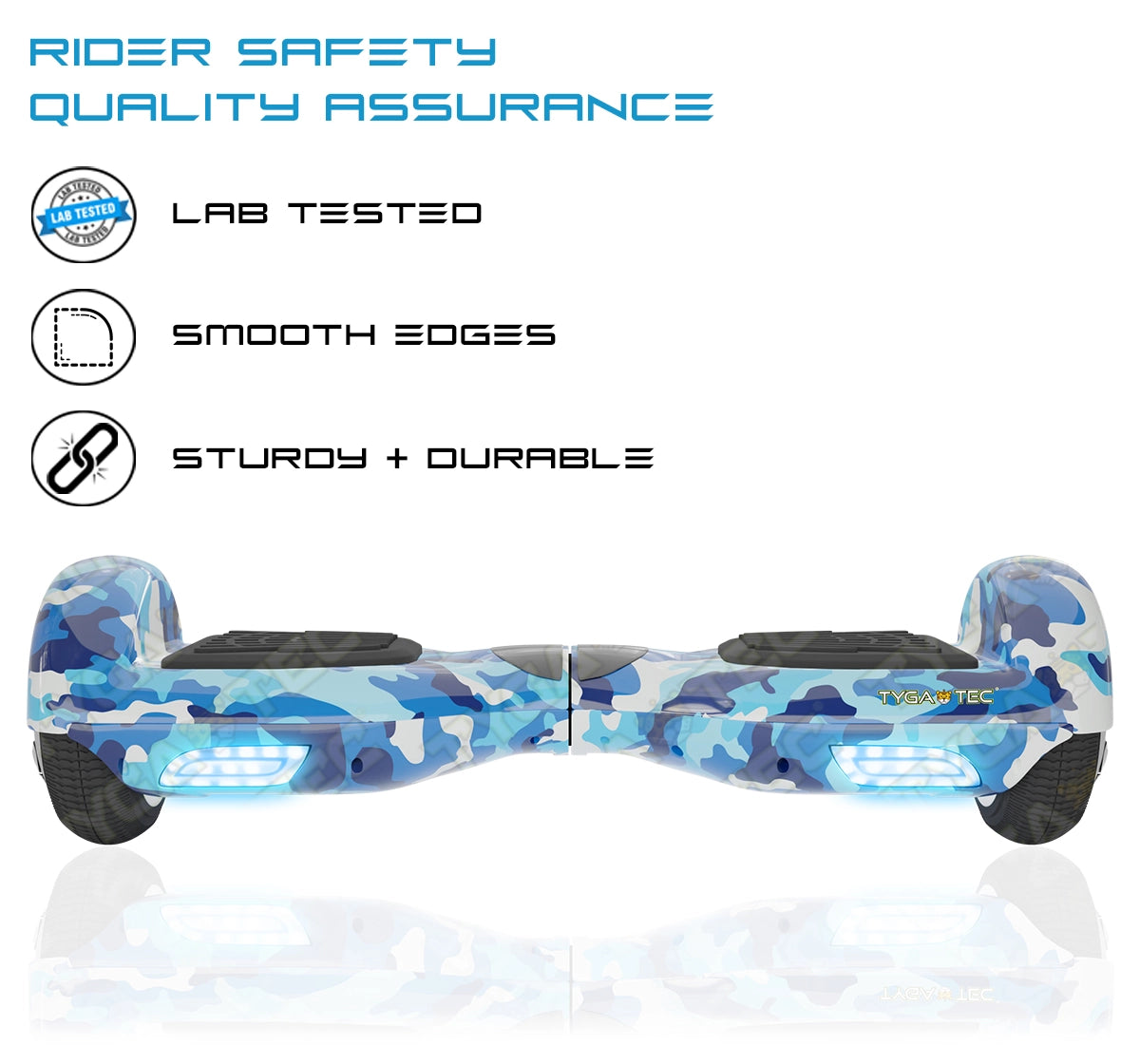 Tygatec T1 ECO - Self Balancing Electric Hoverboard (Military Blue)