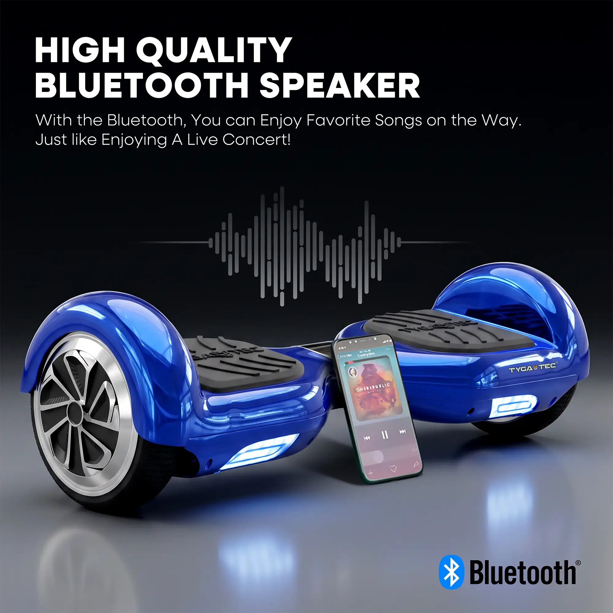 TYGATEC T2 + Auto Balancing Hoverboard App Connectivity - Blue