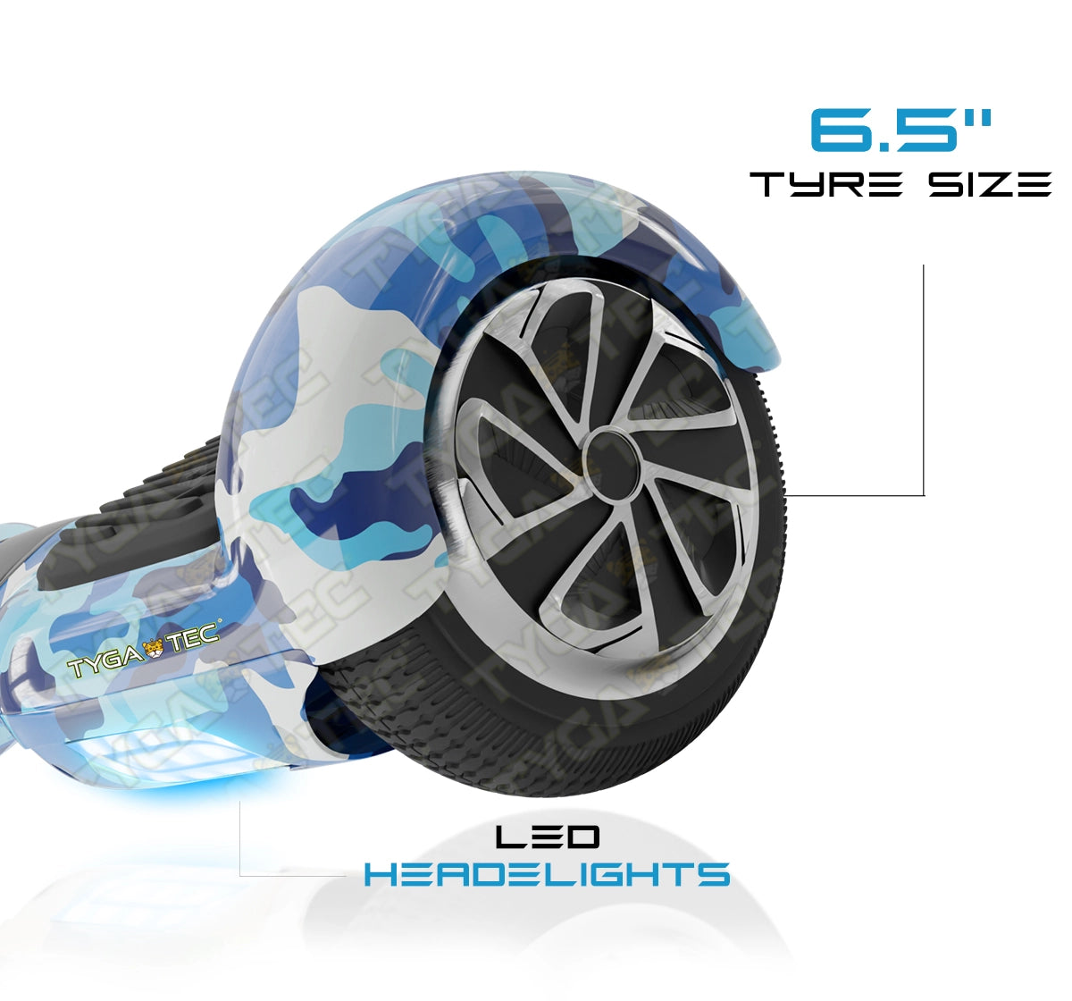 Tygatec T1 ECO - Self Balancing Electric Hoverboard (Military Blue)