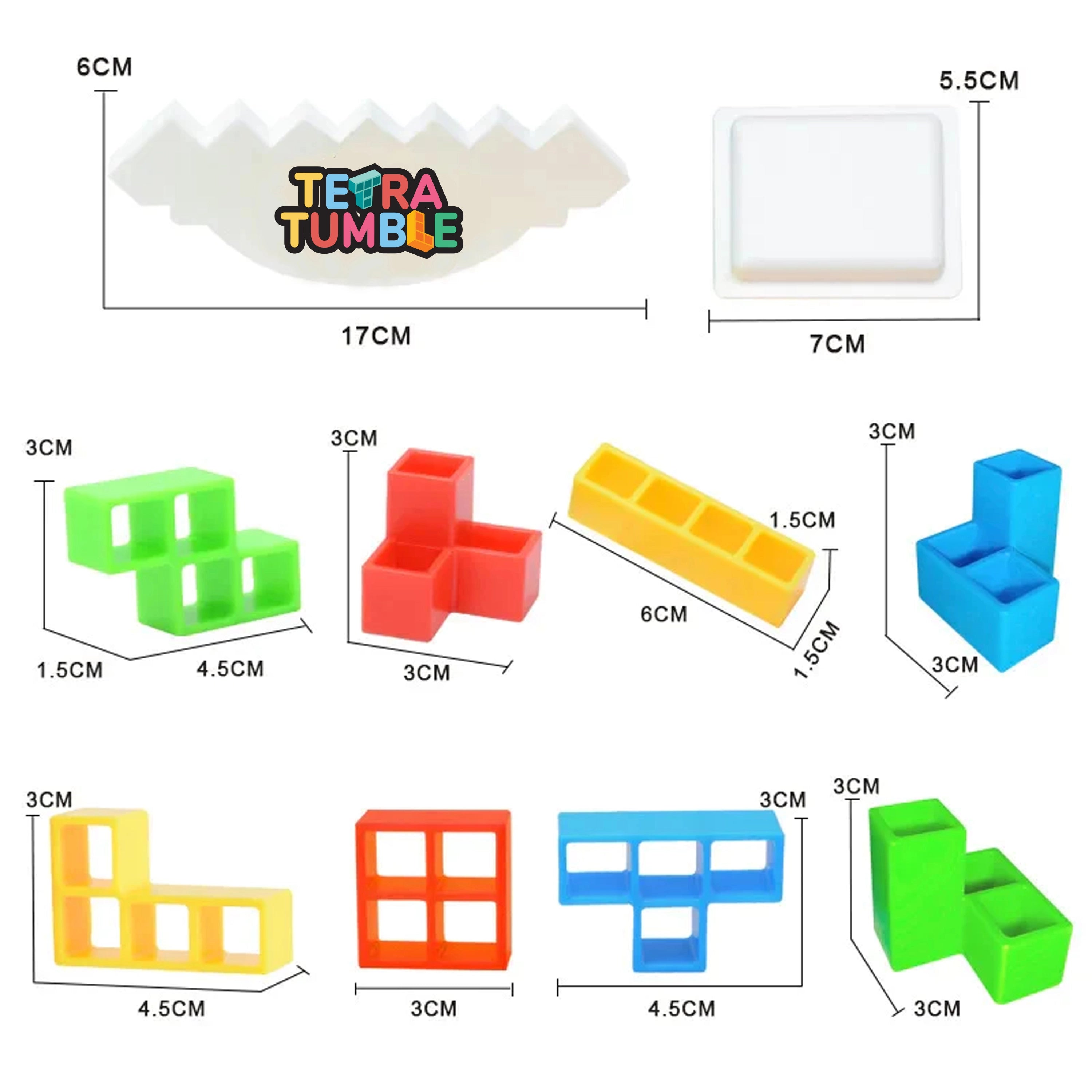 Tygatec 32 Pcs Tetra Tower Stacking Blocks Balance Game, Family Board Games for Kids & Adults-Balancing Stacking Toys Building Blocks for Parties, Travel 【Multi-Colored】