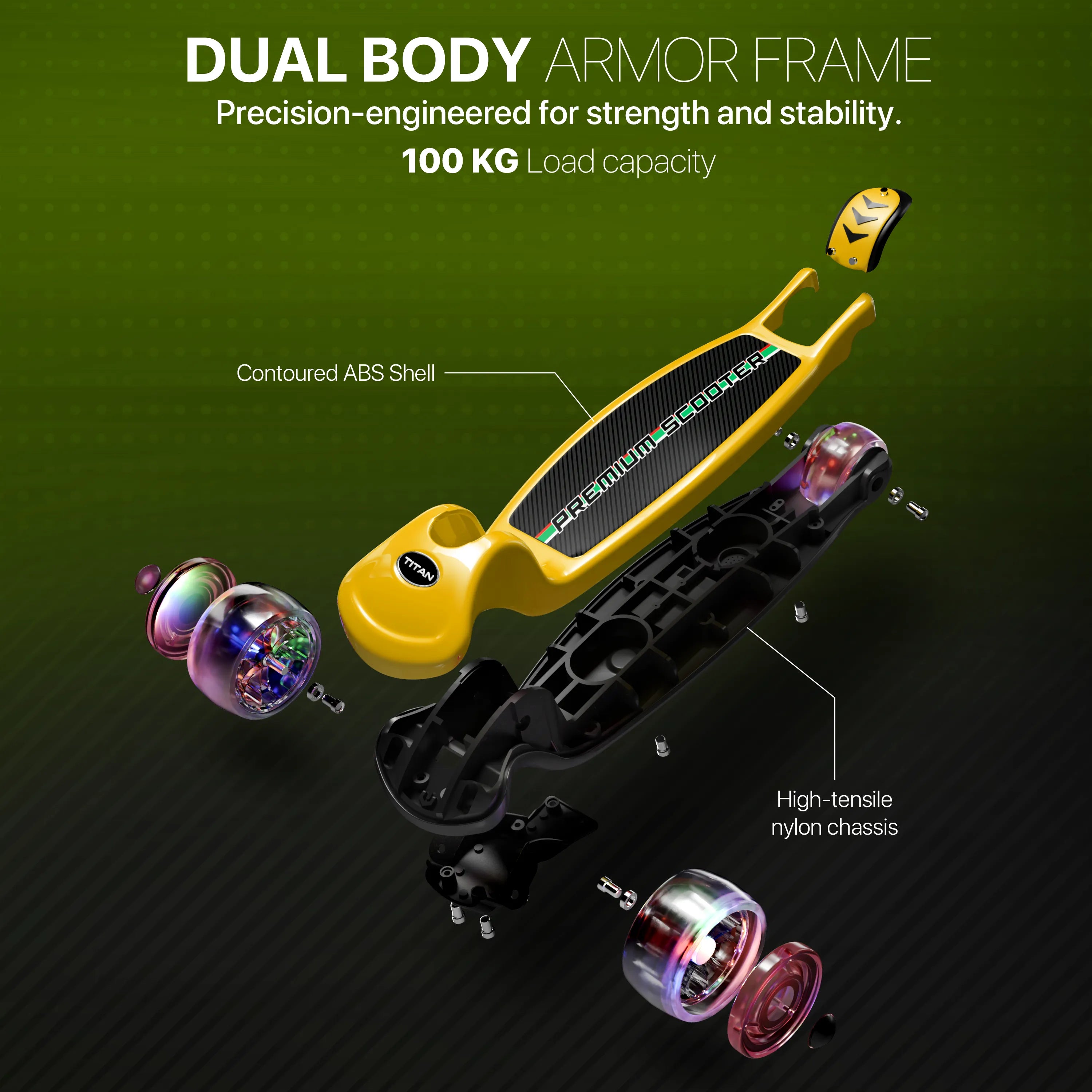 Tygatec Titan Premium 3-Wheel Scooter ( Color Yellow )