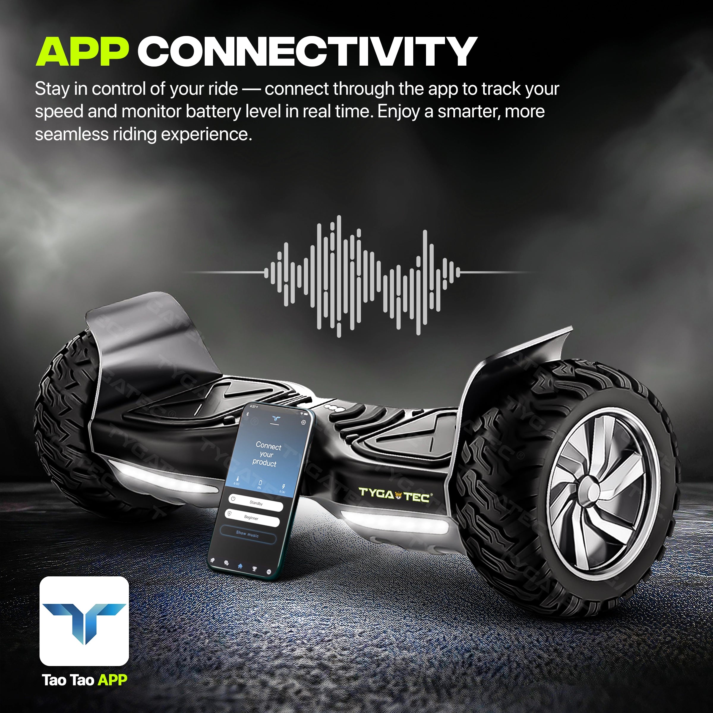 TYGATEC T6 + Off-Road SUV Hoverboard APP CONNECTIVITY (Black Color)