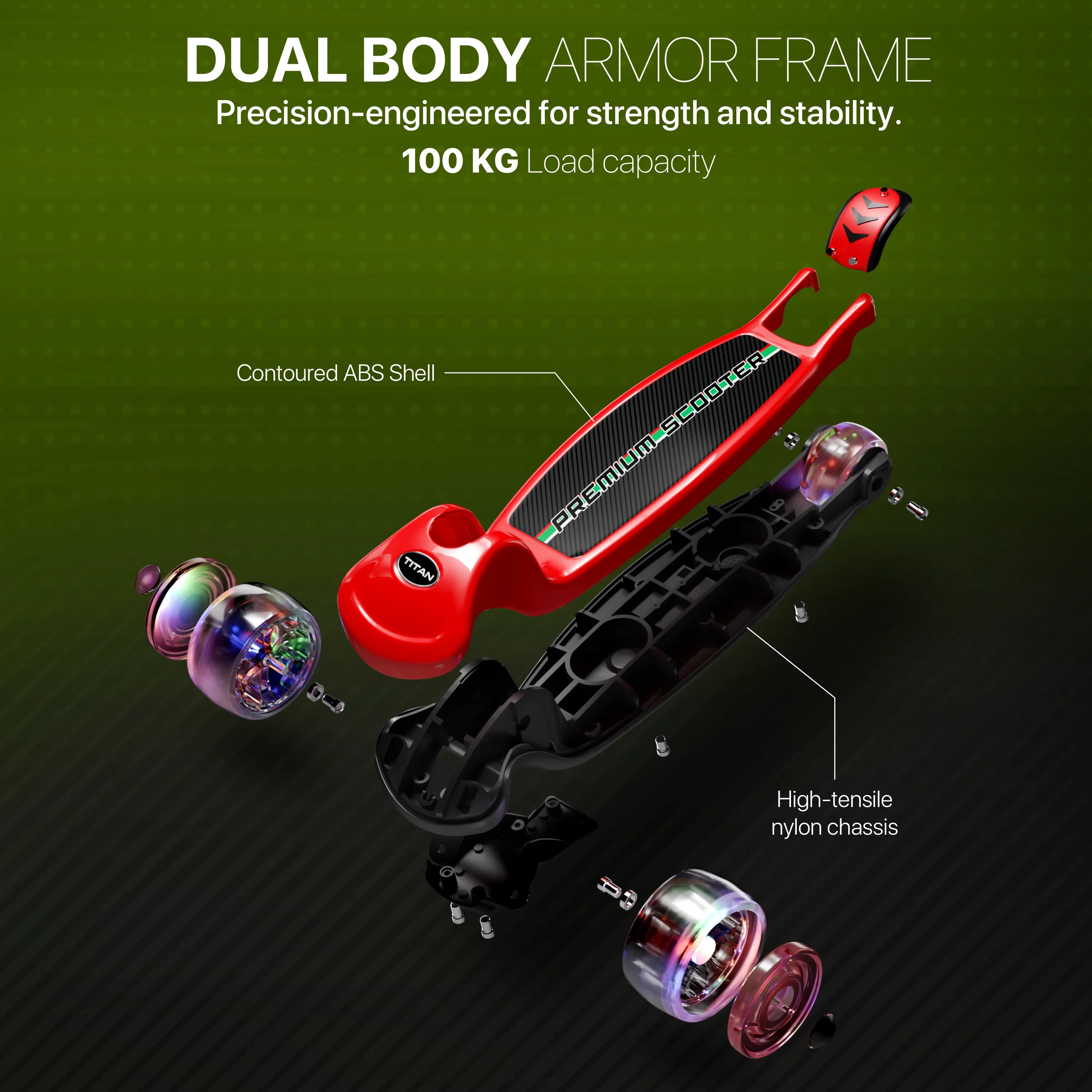 Tygatec Titan Premium 3-Wheel Scooter (Red)