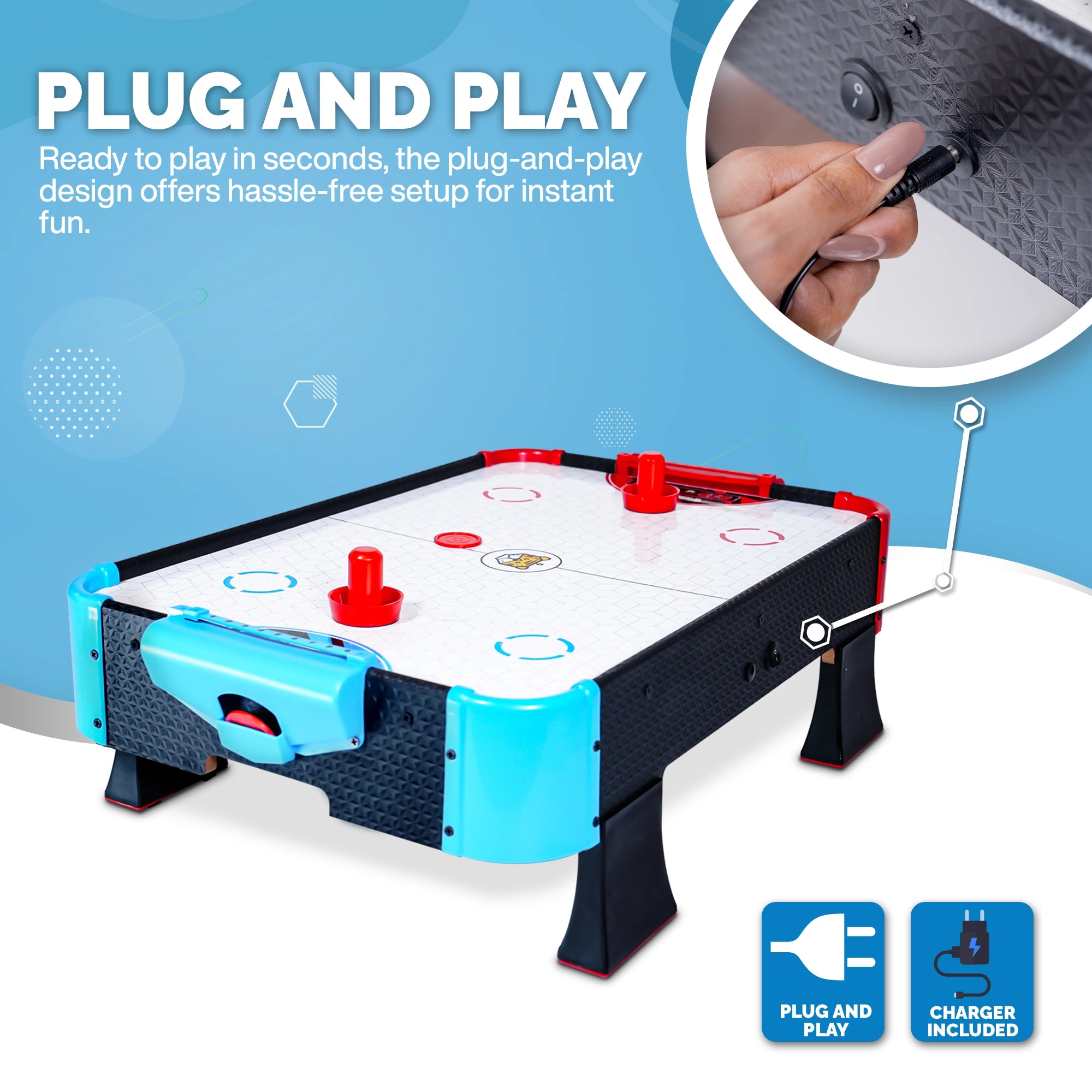 TYGATEC- Air Hockey Table Top Indoor Game for Kids with Score Counter | Gift for Children Ages 3+