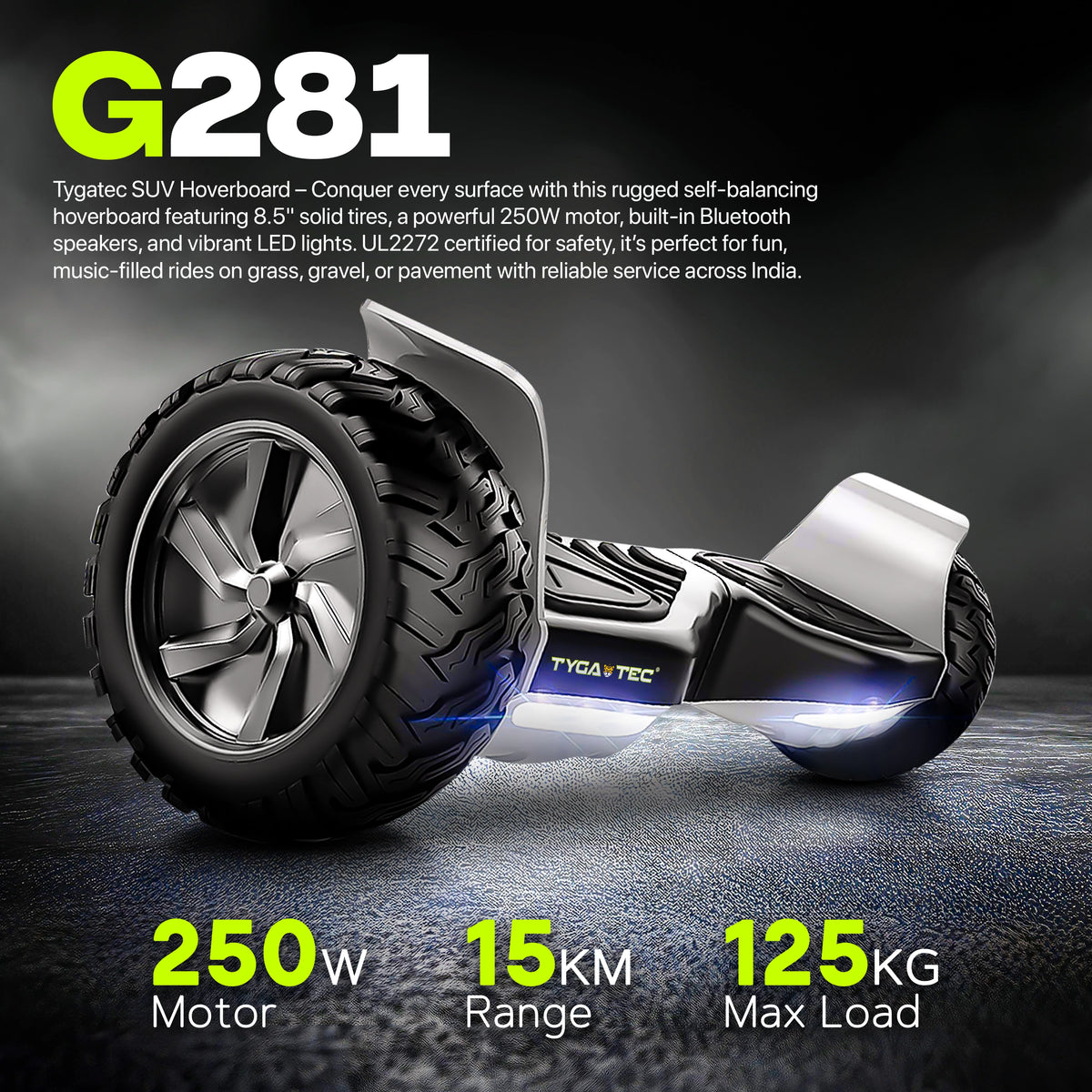 TYGATEC T6 Plus Off-Road SUV Hoverboard APP CONNECTIVITY (Carbon Black)