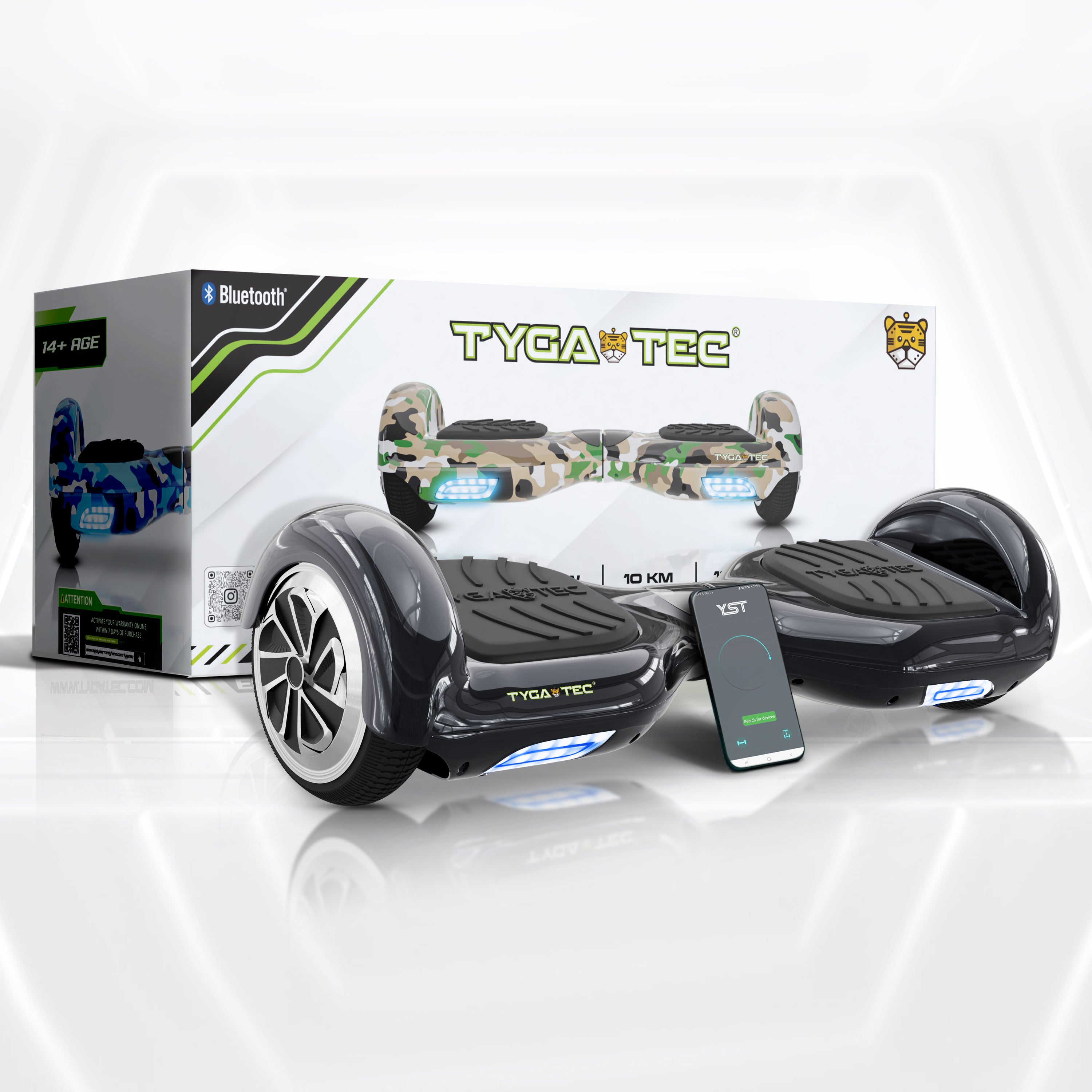 TYGATEC T2 + Auto Balancing Hoverboard App Connectivity - Black