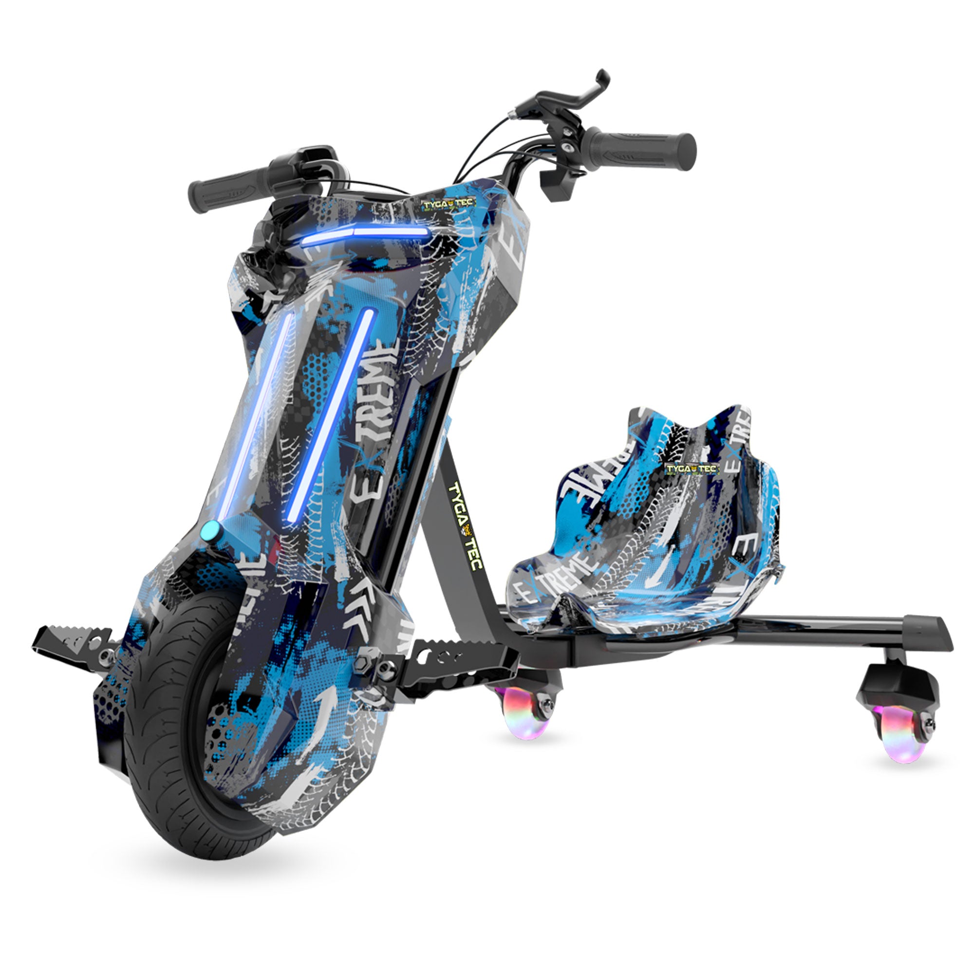 TYGATEC T9 3 WHEEL ELECTRIC 360 DRIFT SCOOTER FOR KIDS AND ADULTS WITH LED LIGHT AND BLUETOOTH (Extreme Blue color)