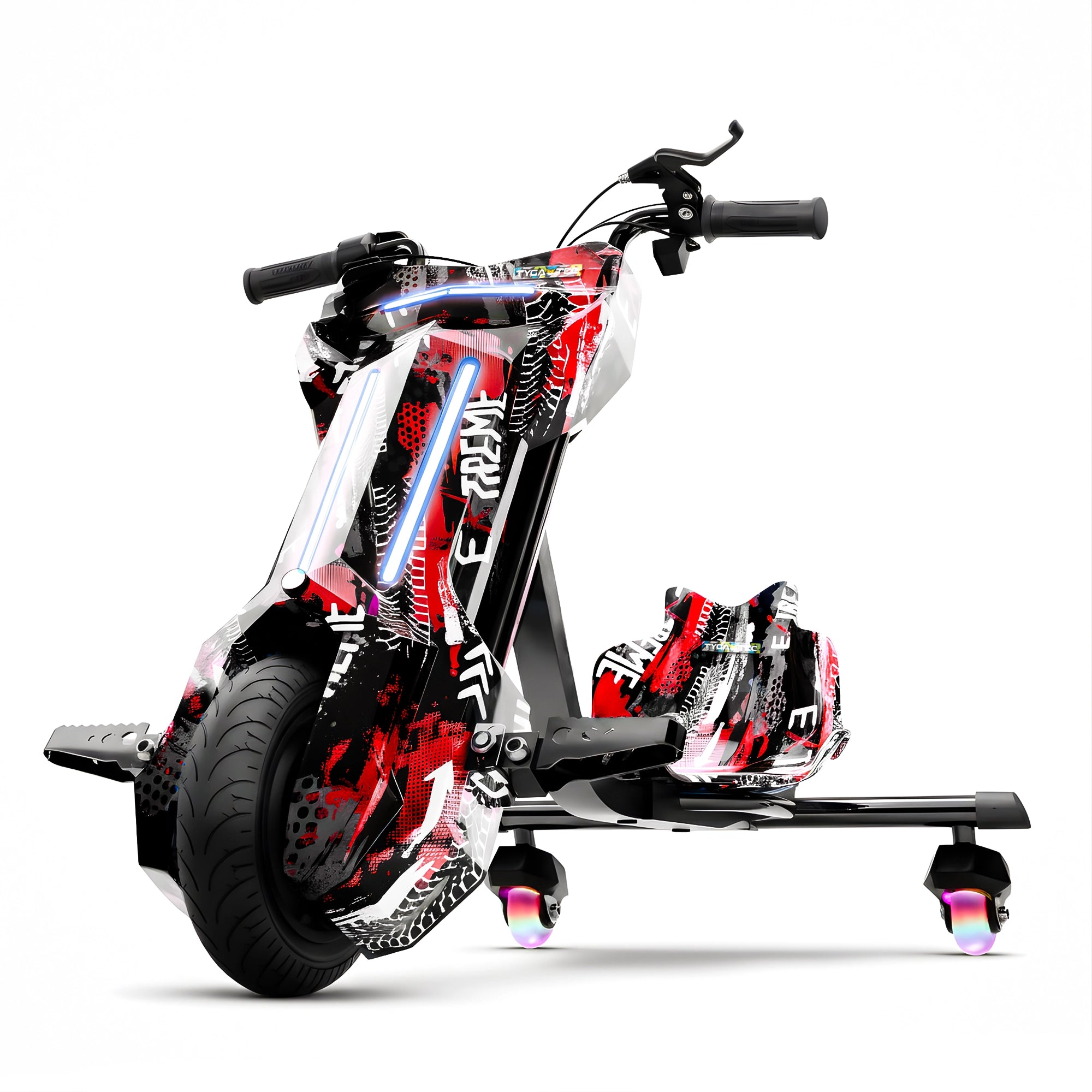 TYGATEC T9 3 WHEEL ELECTRIC 360 DRIFT SCOOTER FOR KIDS AND ADULTS WITH LED LIGHT AND BLUETOOTH (Extreme Red color)
