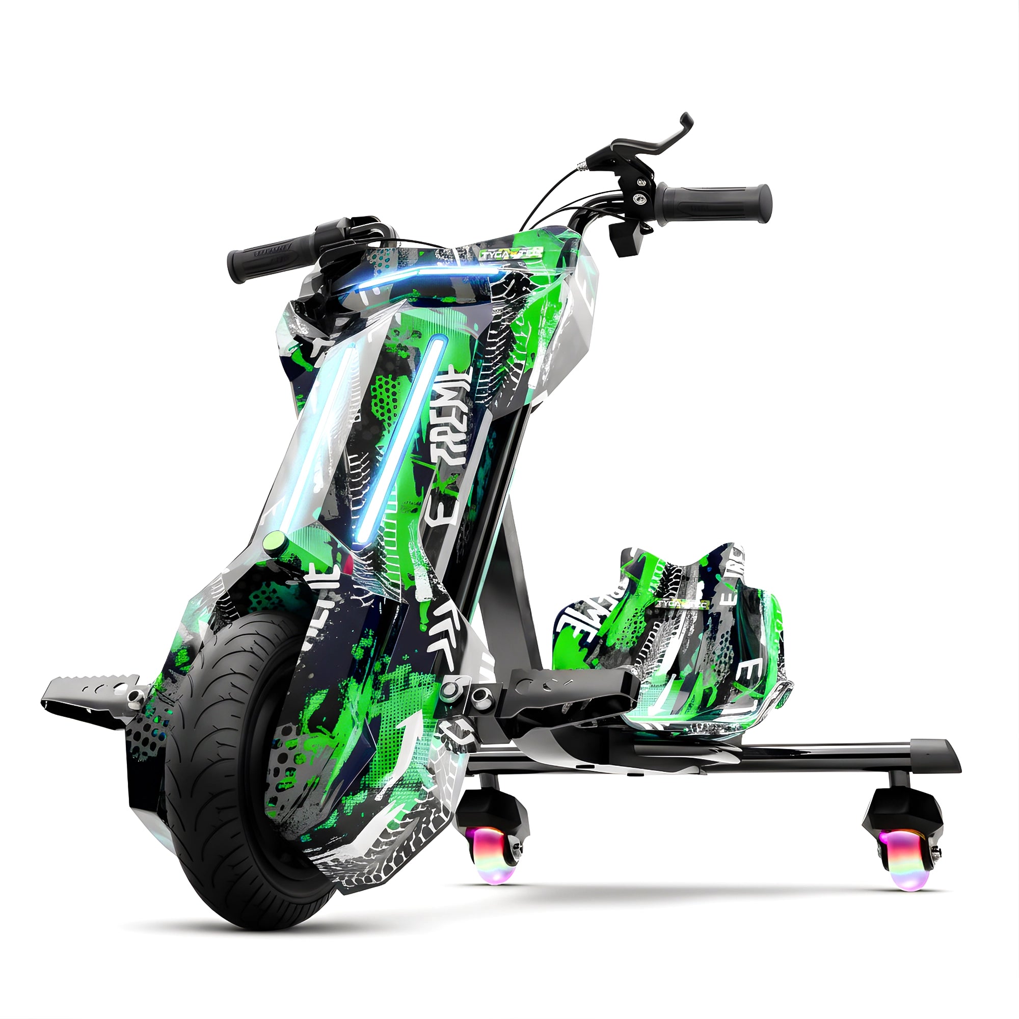 TYGATEC T9 3 WHEEL ELECTRIC 360 DRIFTER FOR KIDS AND ADULTS WITH LED LIGHT AND BLUETOOTH (Extreme Green color)